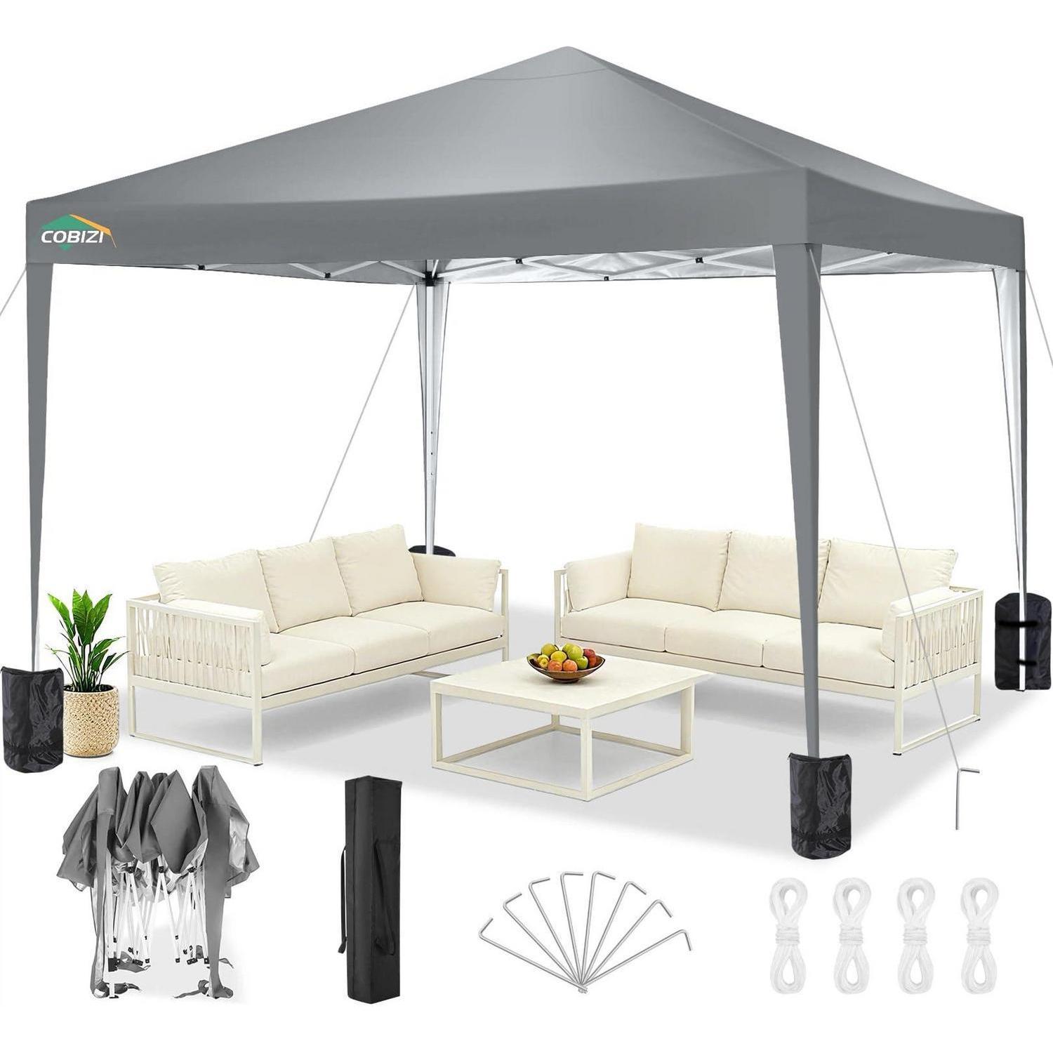 Faltpavillon 3x3m Wasserdicht Uv-schutz Stabil Grau Mit Tragetasche