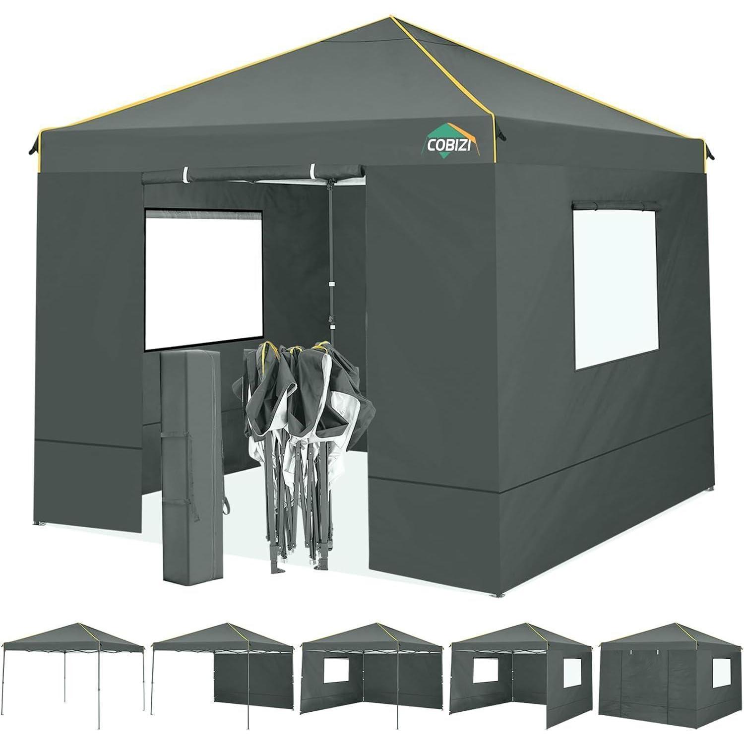 Faltpavillon 3x3m Wasserdicht Mit 4 Seitenteilen, Uv-schutz 50+, Stahlrahmen, Höhenverstellbar