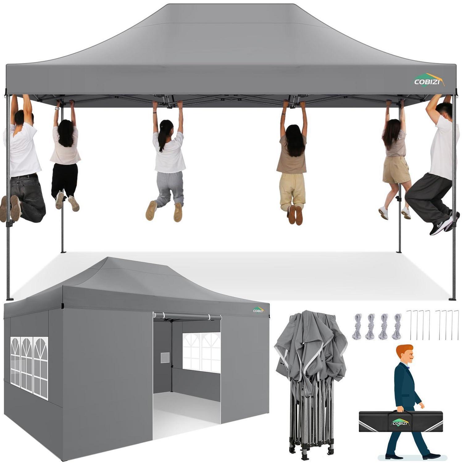 Faltpavillon 3x4,5m Wasserdicht, Stabil, Uv-schutz, 4 Seitenteile, Grau