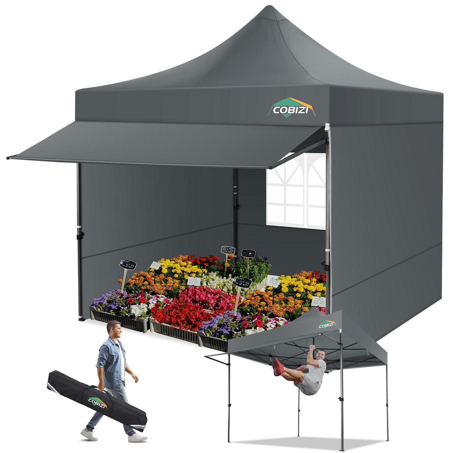 Faltpavillon 3x3m Wasserdicht, Stabil, Winterfest, Mit Seitenwänden, Uv-schutz, Grau