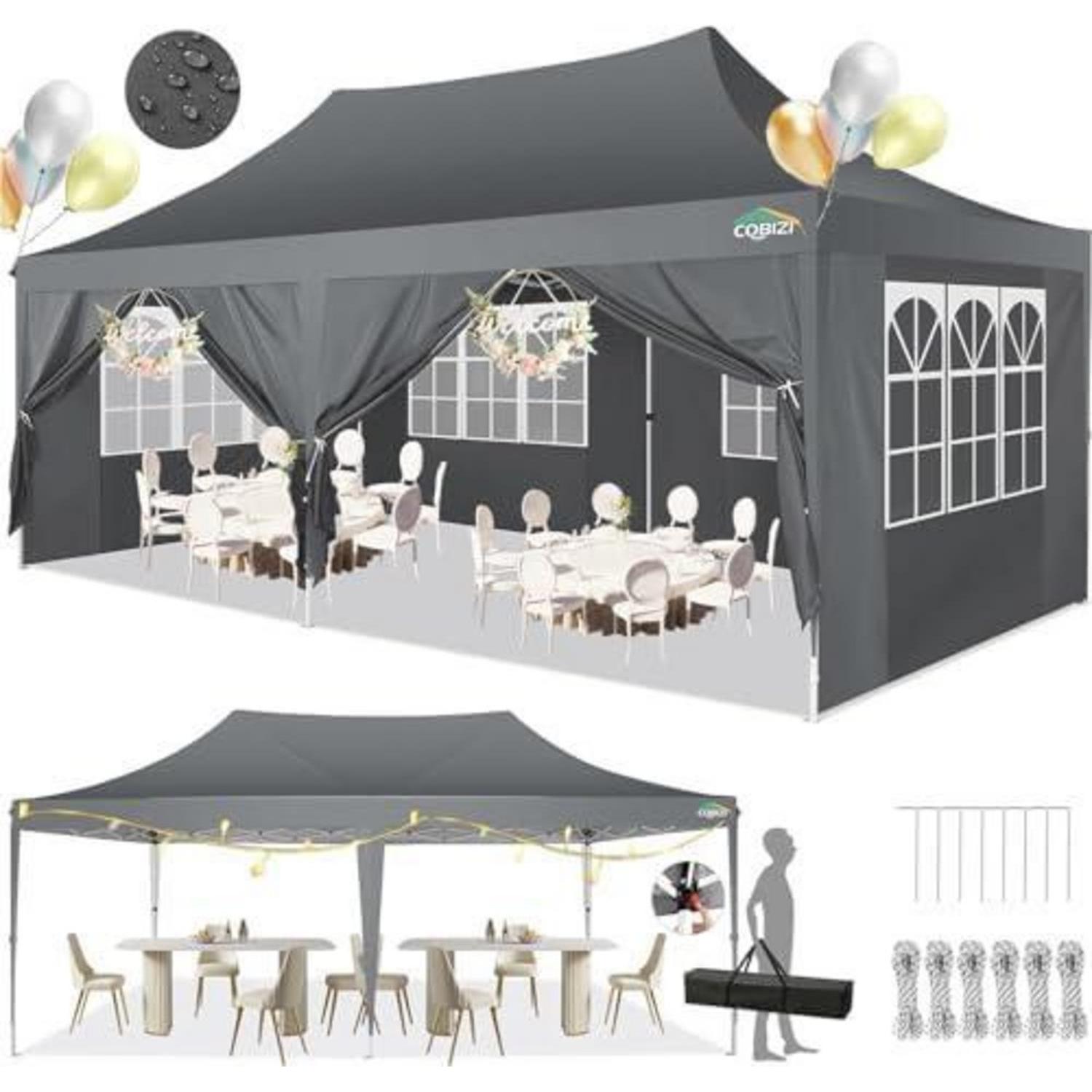 Faltpavillon 3x6m Wasserdicht Mit 6 Seitenteilen, Partyzelt Für Garten & Events