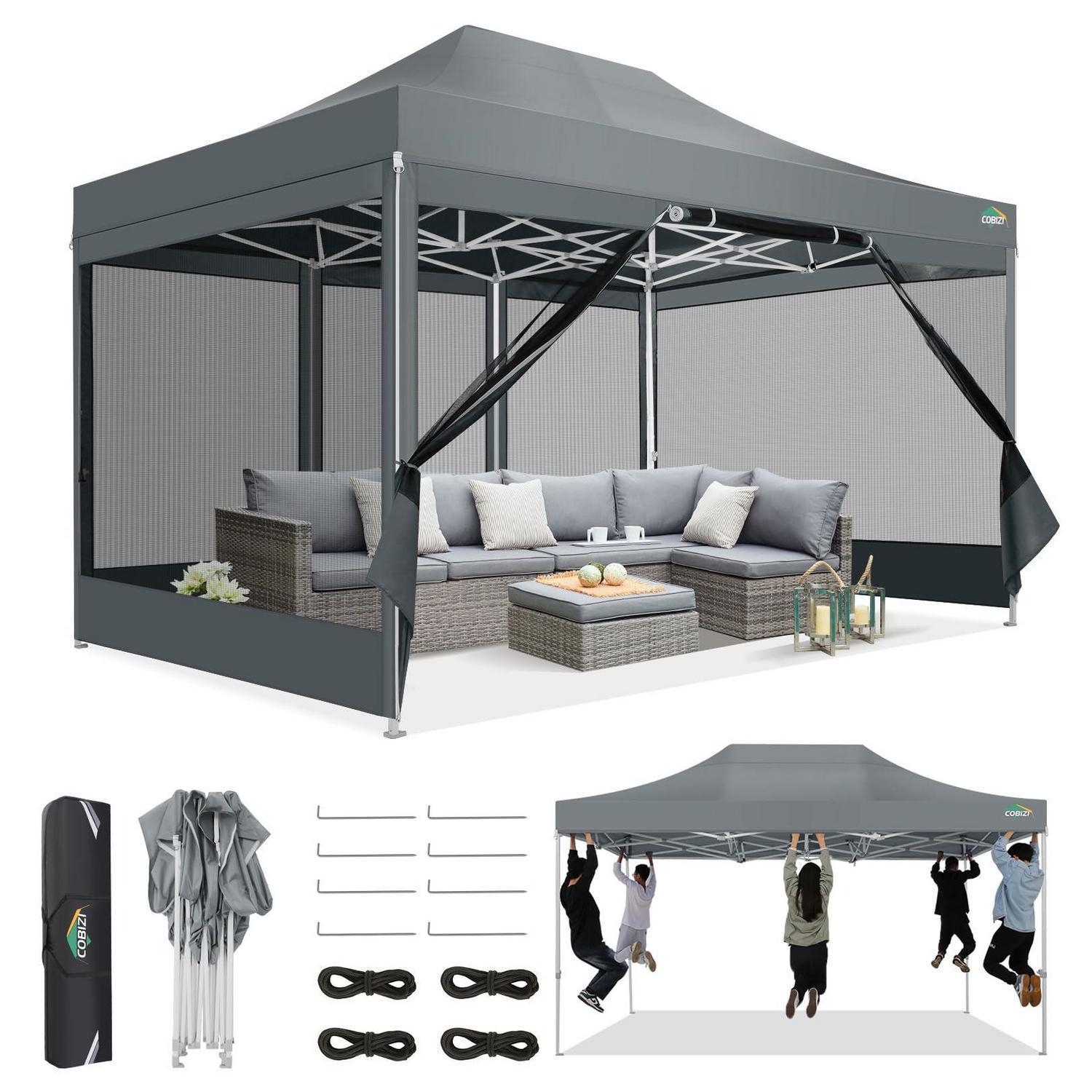 Faltpavillon 3x4,5m Mit Moskitonetz, Wasserdicht, Uv-schutz 50+, 4 Seitenwände