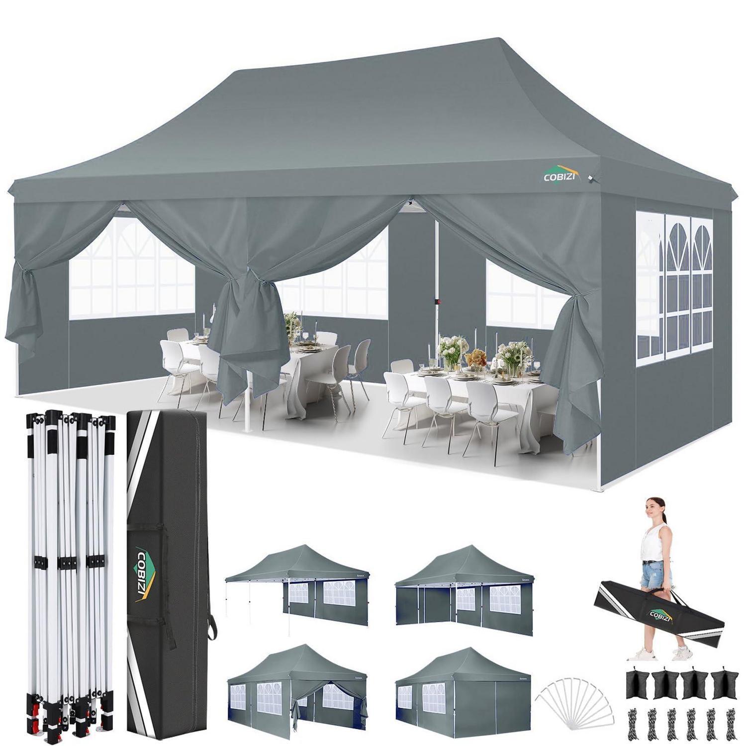 Faltpavillon 3x6m Wasserdicht Uv50+ Mit 6 Seitenwänden, Partyzelt Für Garten & Outdoor