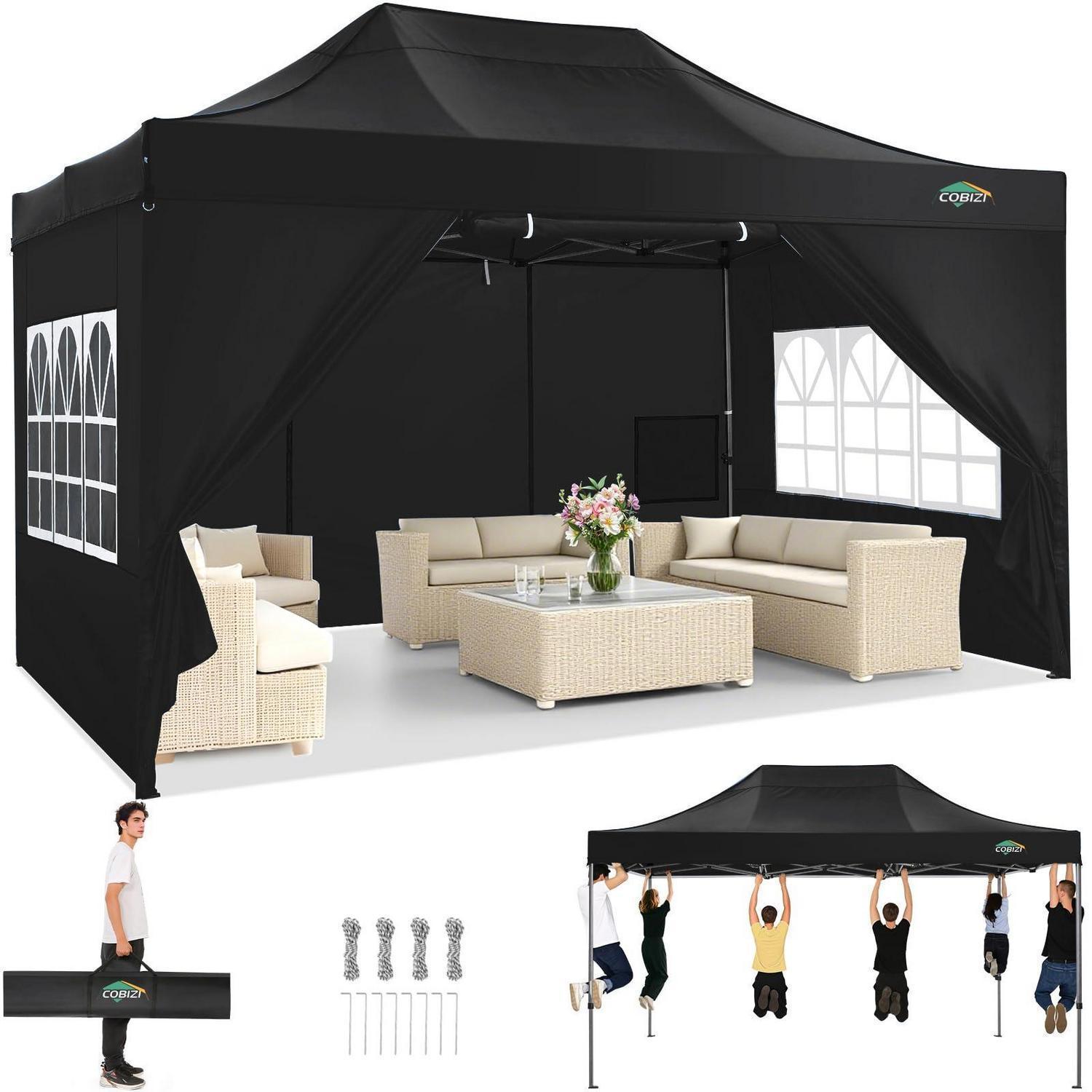 Faltpavillon 3x4.5m Wasserdicht Mit 4 Seitenteilen, Uv Schutz 50+