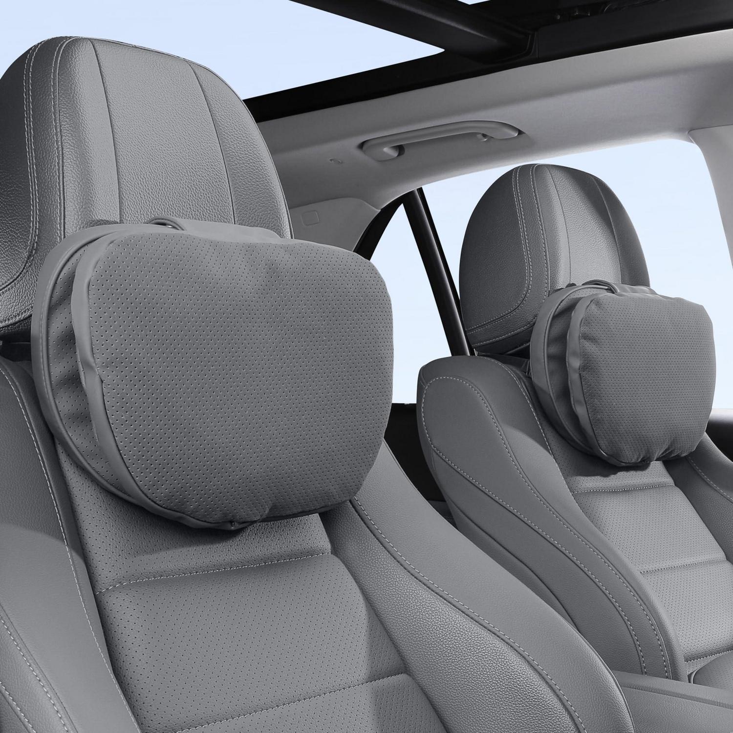 Auto Nackenkissen 2 Stück, Ergonomische Kopfstütze Für Auto, Büro, Reisen, Grau