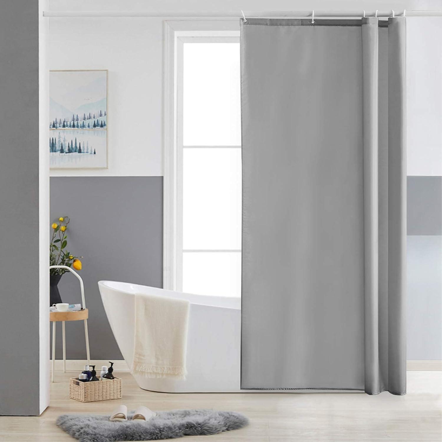 Schmaler Duschvorhang Grau 80x180cm, Wasserabweisend, Schimmelresistent, Waschbar
