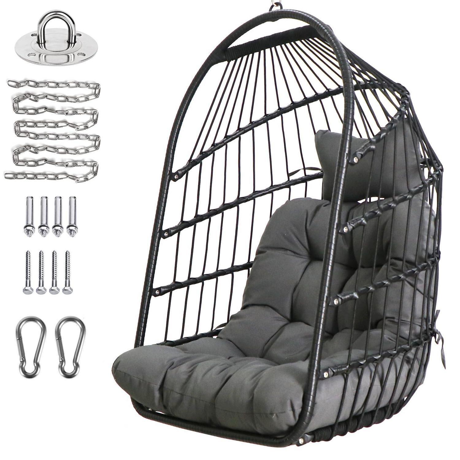 Hängesessel Rattan Korb Mit Edelstahl Aufhängeset Faltbar Für Balkon Und Garten