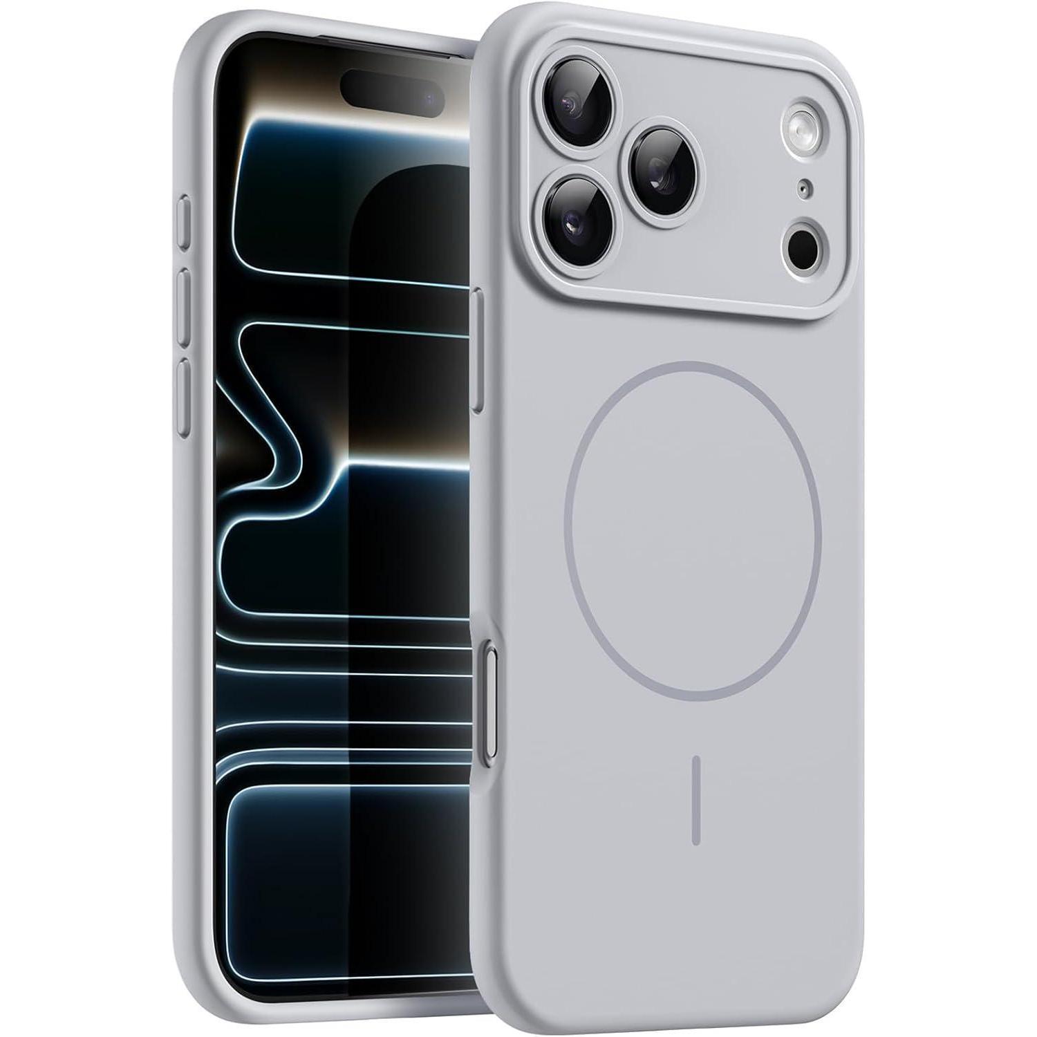 Magsafe Hülle Für Iphone 17 Pro Max 6,9 Zoll, Silikon, Kameraschutz, Grau