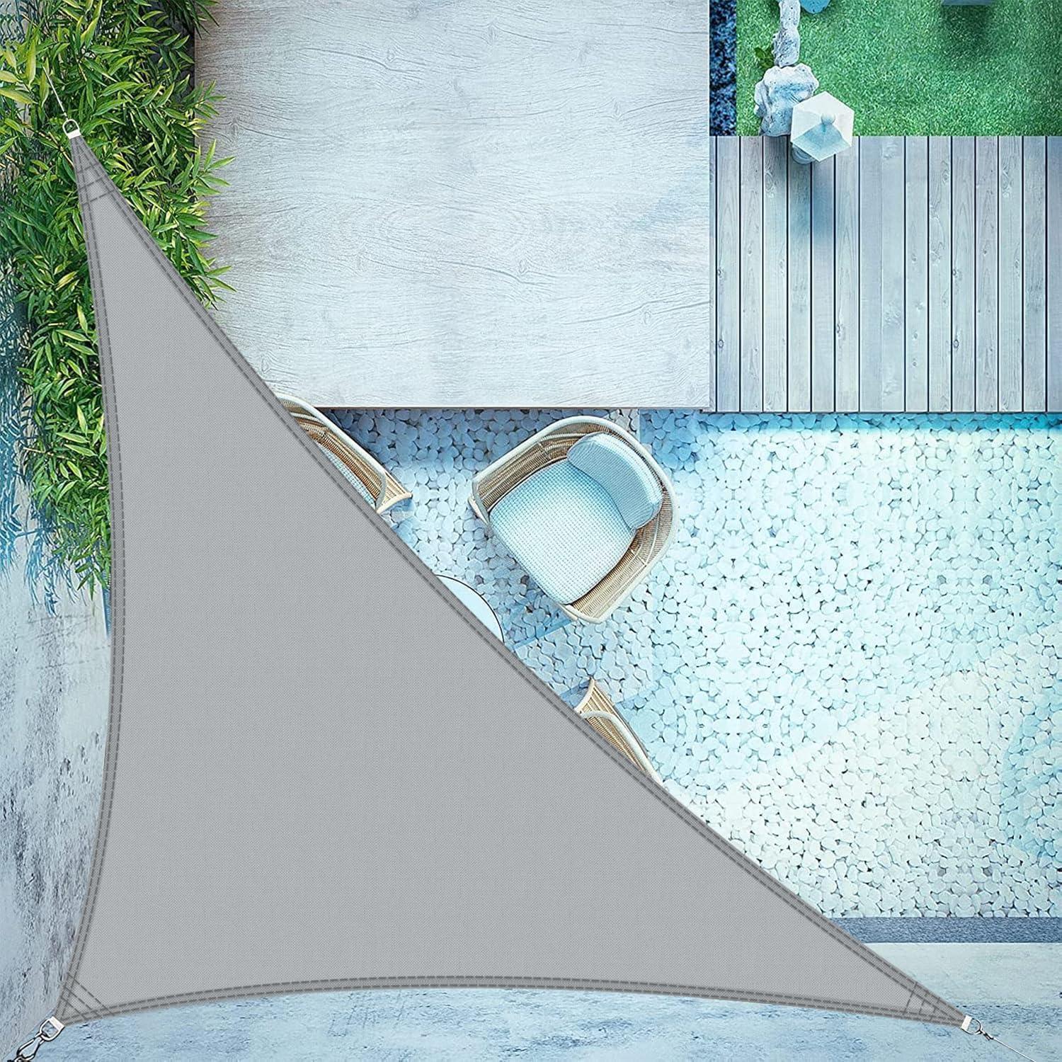 Sonnensegel Dreieckig 3x3m Wasserdicht Hellgrau Uv-schutz 95% Polyester Für Außenbereich
