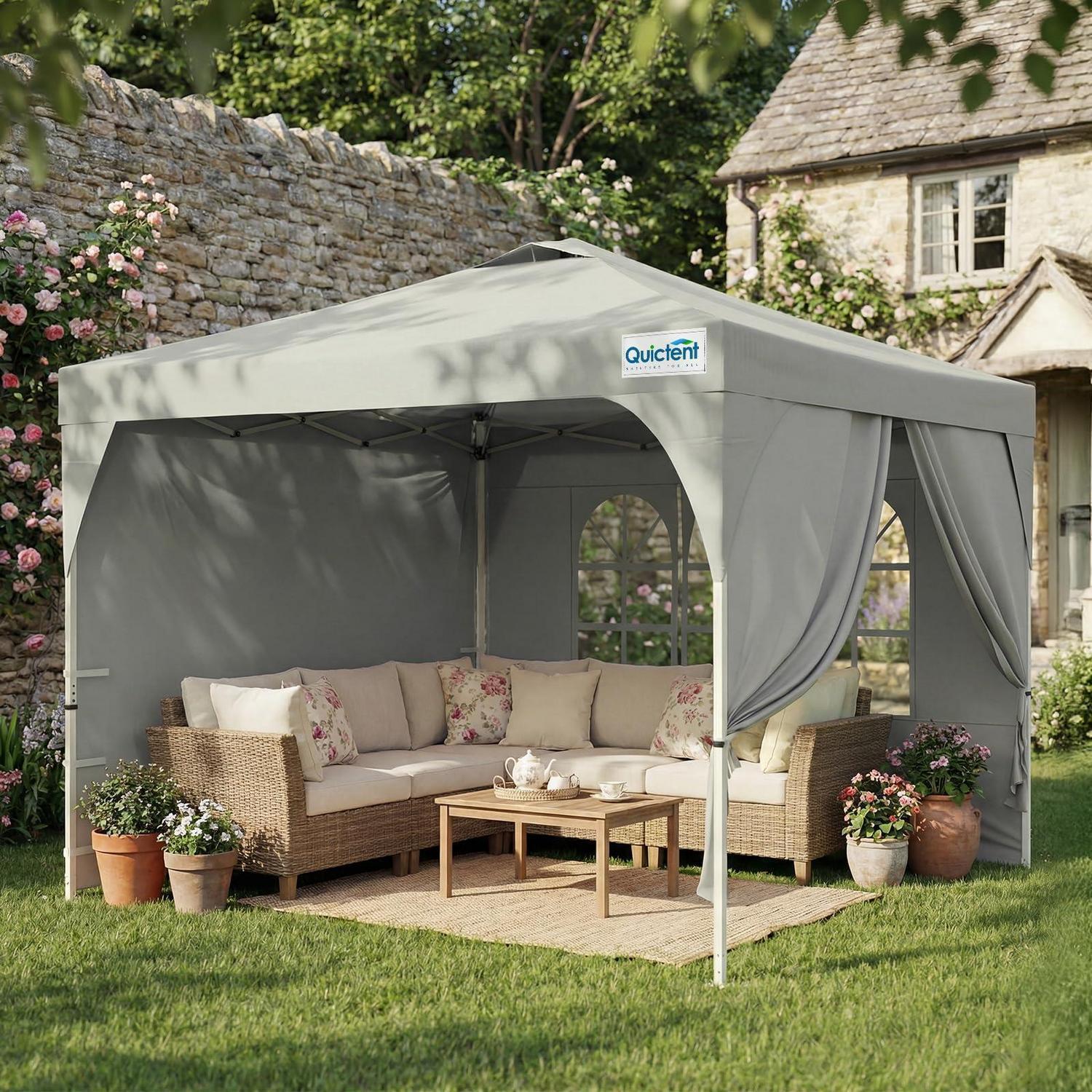 Faltpavillon 3x3m Wasserdicht Mit 3 Seitenwänden, Uv-schutz 50+, Stahlrahmen