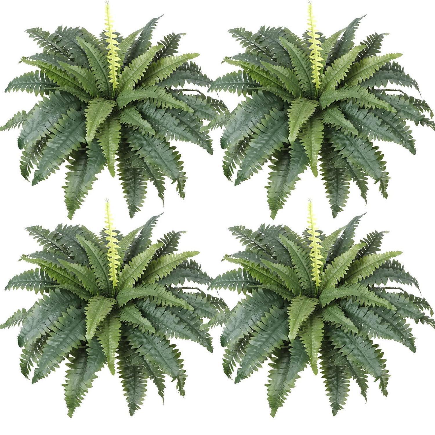 4x Künstliche Boston Farne 58cm Uv-beständig Für Außen & Innen