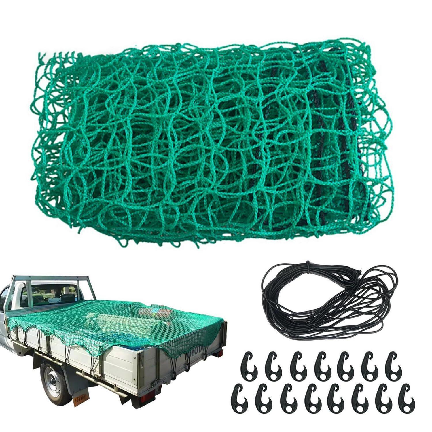 Anhängernetz 2x3m Grün, Reißfest Mit 15 Haken, Ladungssicherung