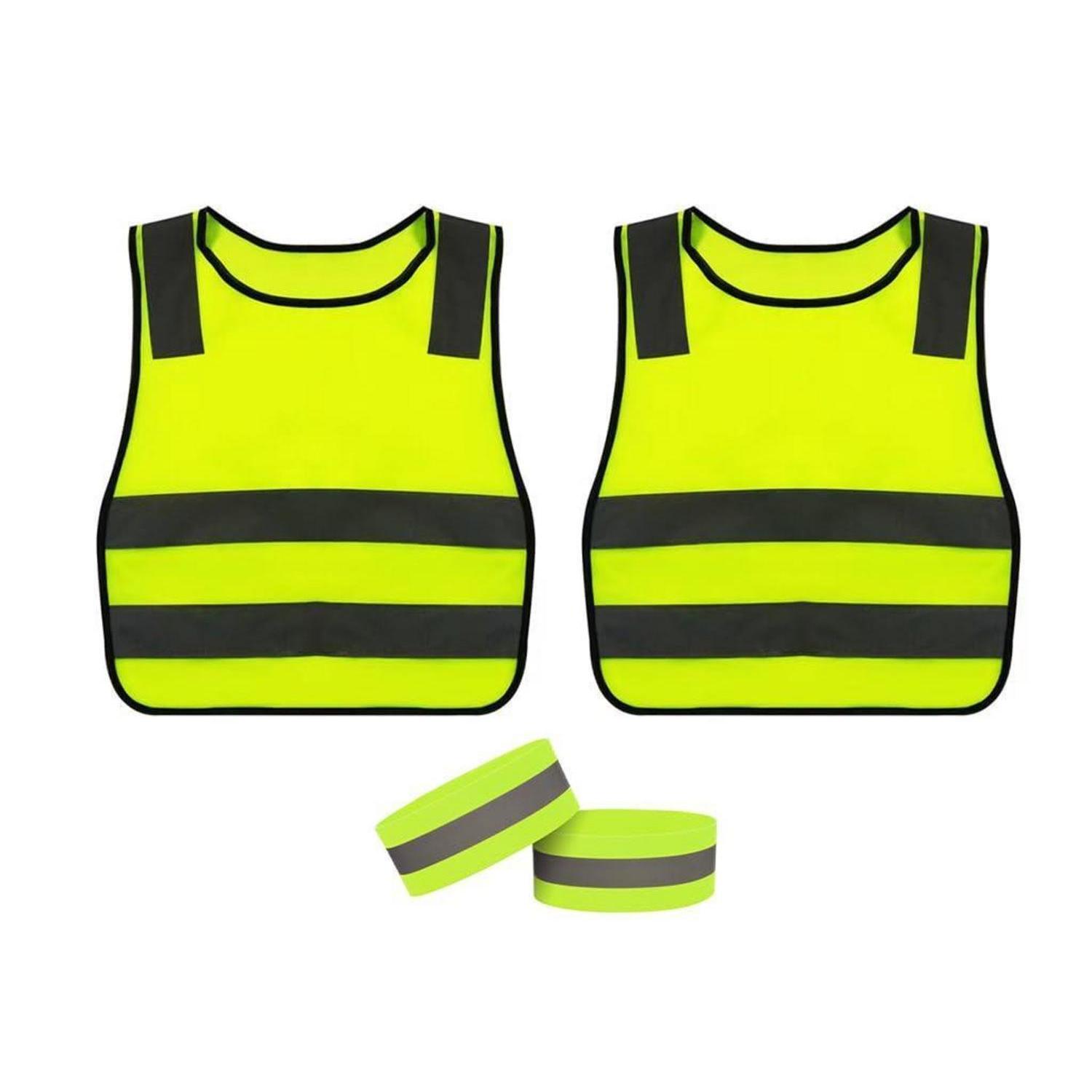 Warnwesten Kinder Set 2 Stück Mit Reflektoren, Für Sport & Schule, Grün