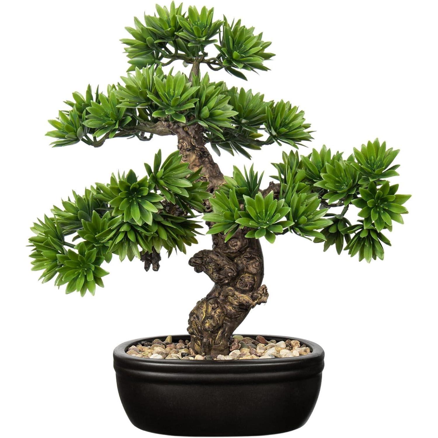 Kunstbonsai Naturgetreu Mit Topf, Höhe 40cm, Pflegeleicht Für Bad & Büro