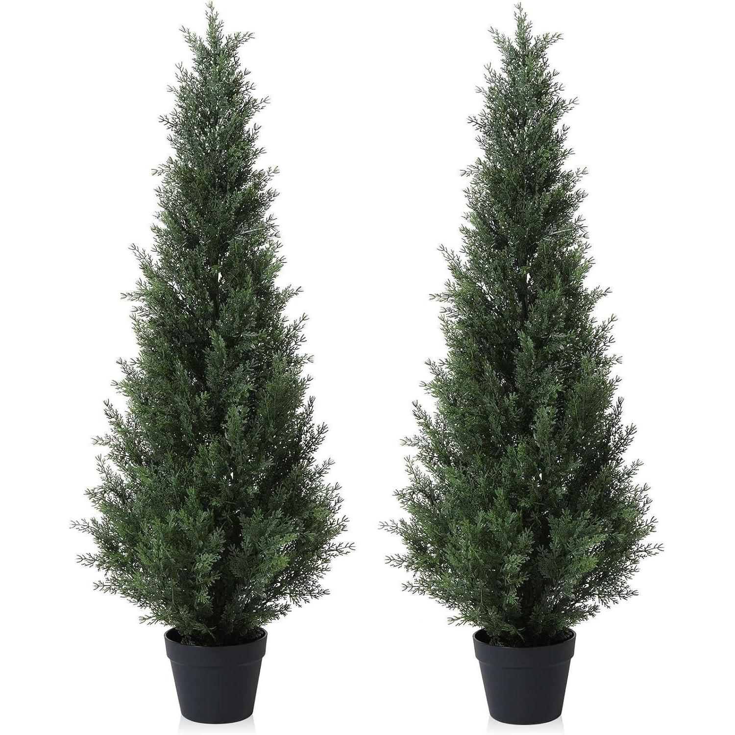 Künstlicher Zedernbaum 125 Cm Im Topf, 2er-set, Für Außenbereich, Pflegeleicht