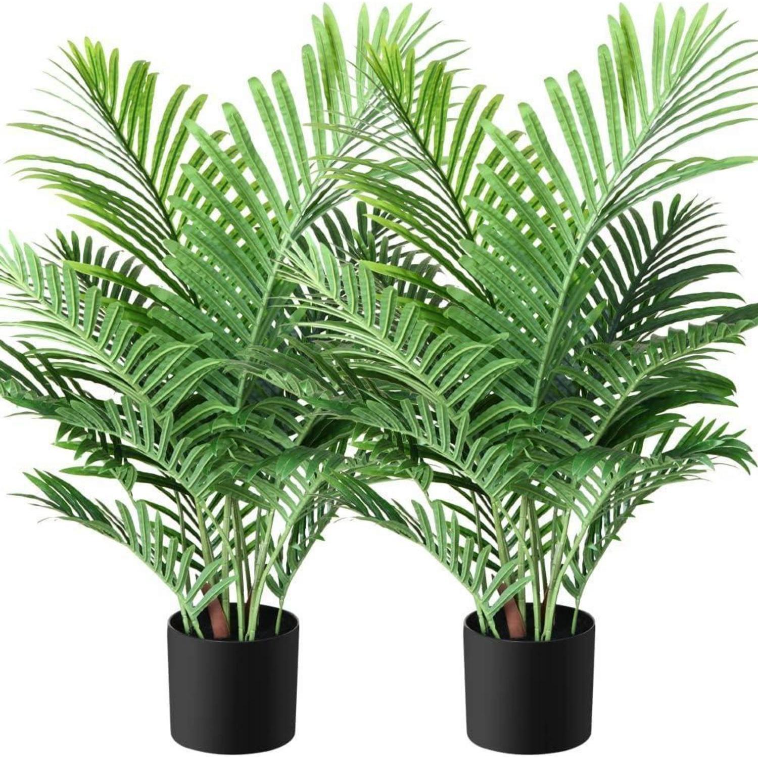 Kunstpalme Areca 90 Cm Im Topf, 2 Stück, Realistisch, Pflegeleicht