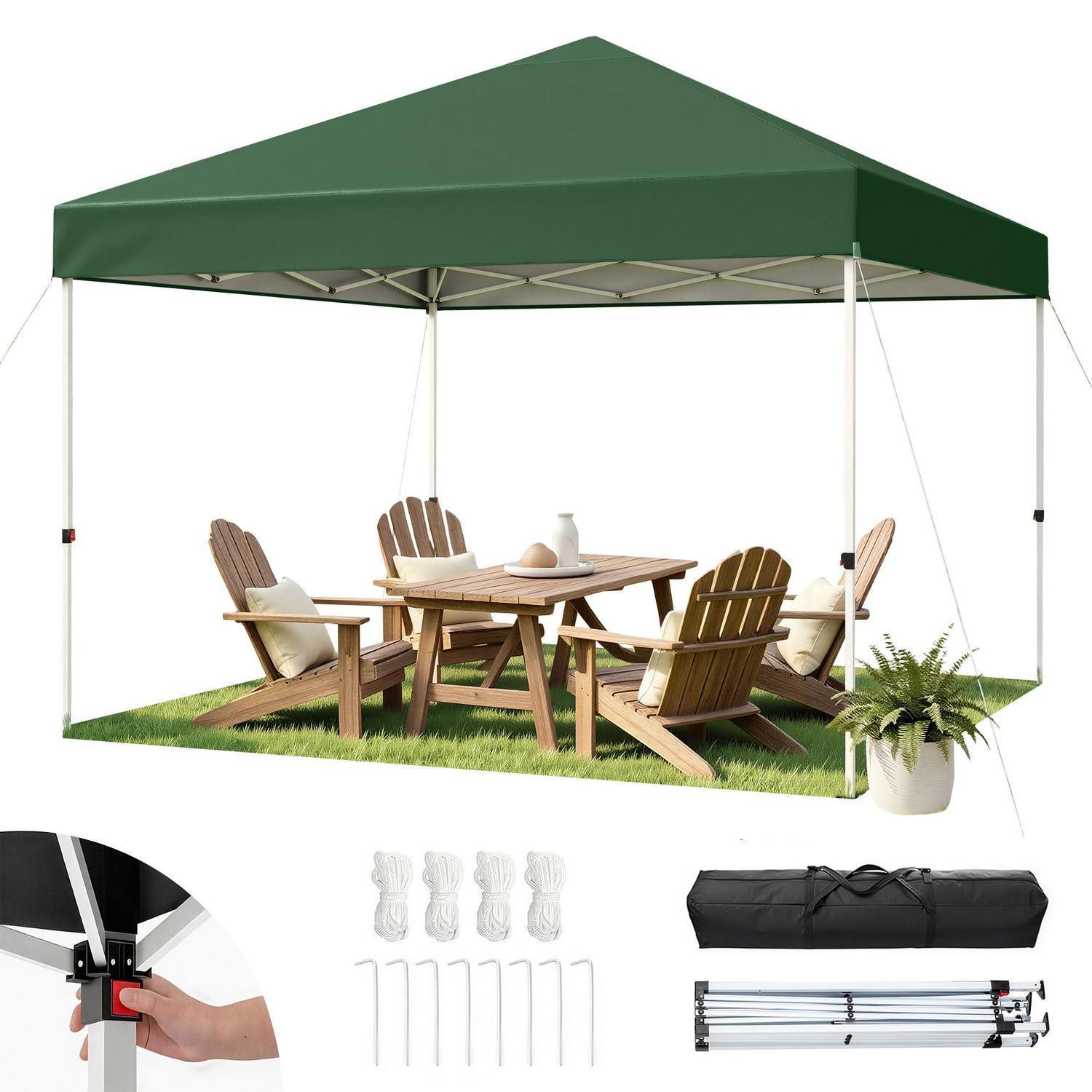 Faltpavillon 3x3m Wasserdicht Uv-schutz 50+ Höhenverstellbar Mit Tragetasche Grün