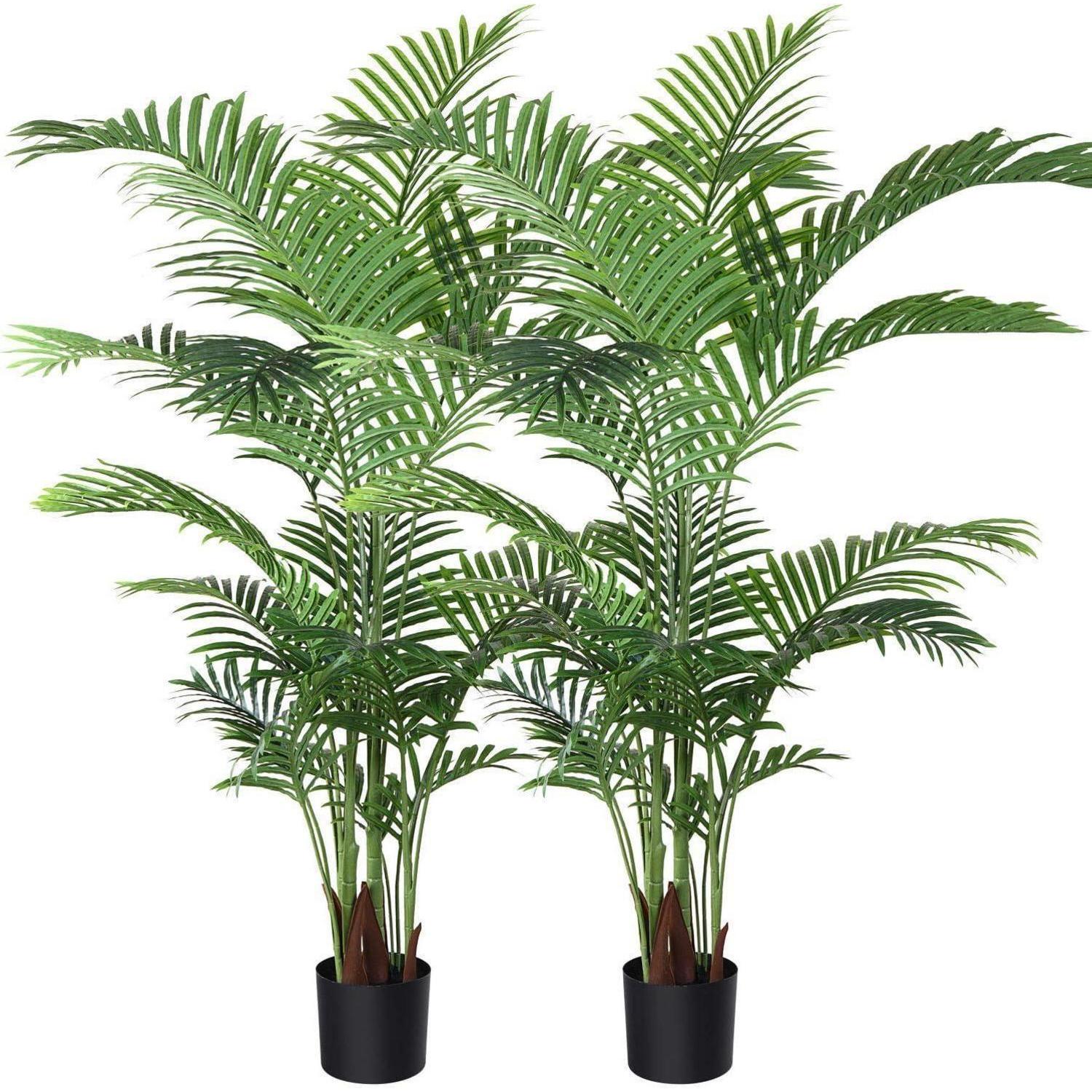 Künstliche Areca Palme 160 Cm, 2 Stück, Für Innen & Außen, Mit Schwarzem Topf