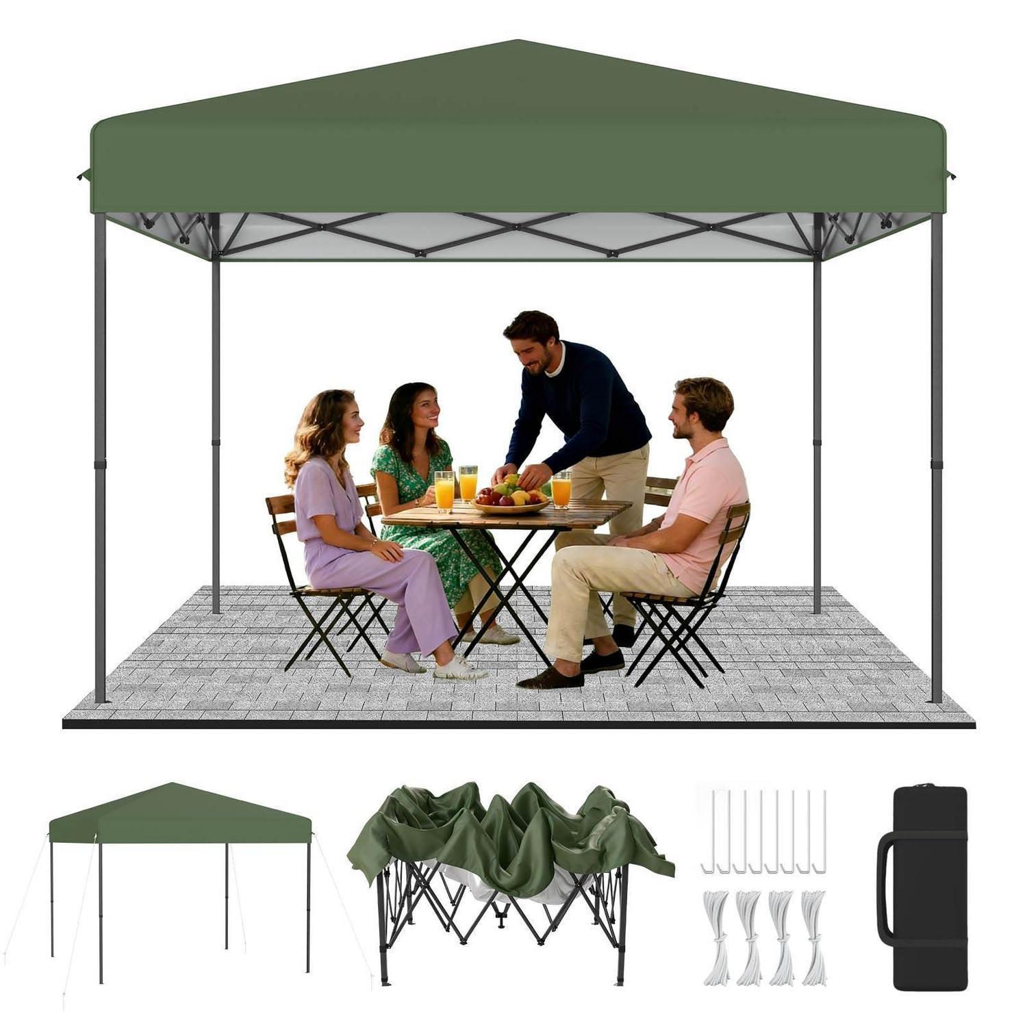 Faltpavillon 3x3m Mit One-touch Lift, Höhenverstellbar, Grün