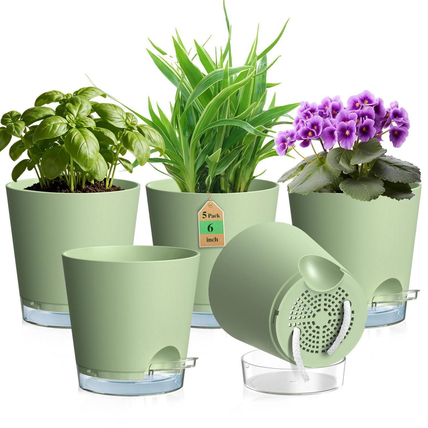 5er Set Selbstbewässernde Blumentöpfe Ø 15 Cm Mit Wasserstandsanzeige & Abflusslöchern