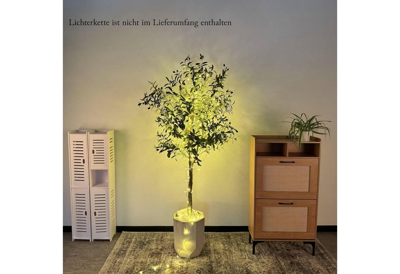 Künstlicher Olivenbaum 180cm Mit Früchten, Kunstpflanze Für Wohnzimmer & Büro Bild 2