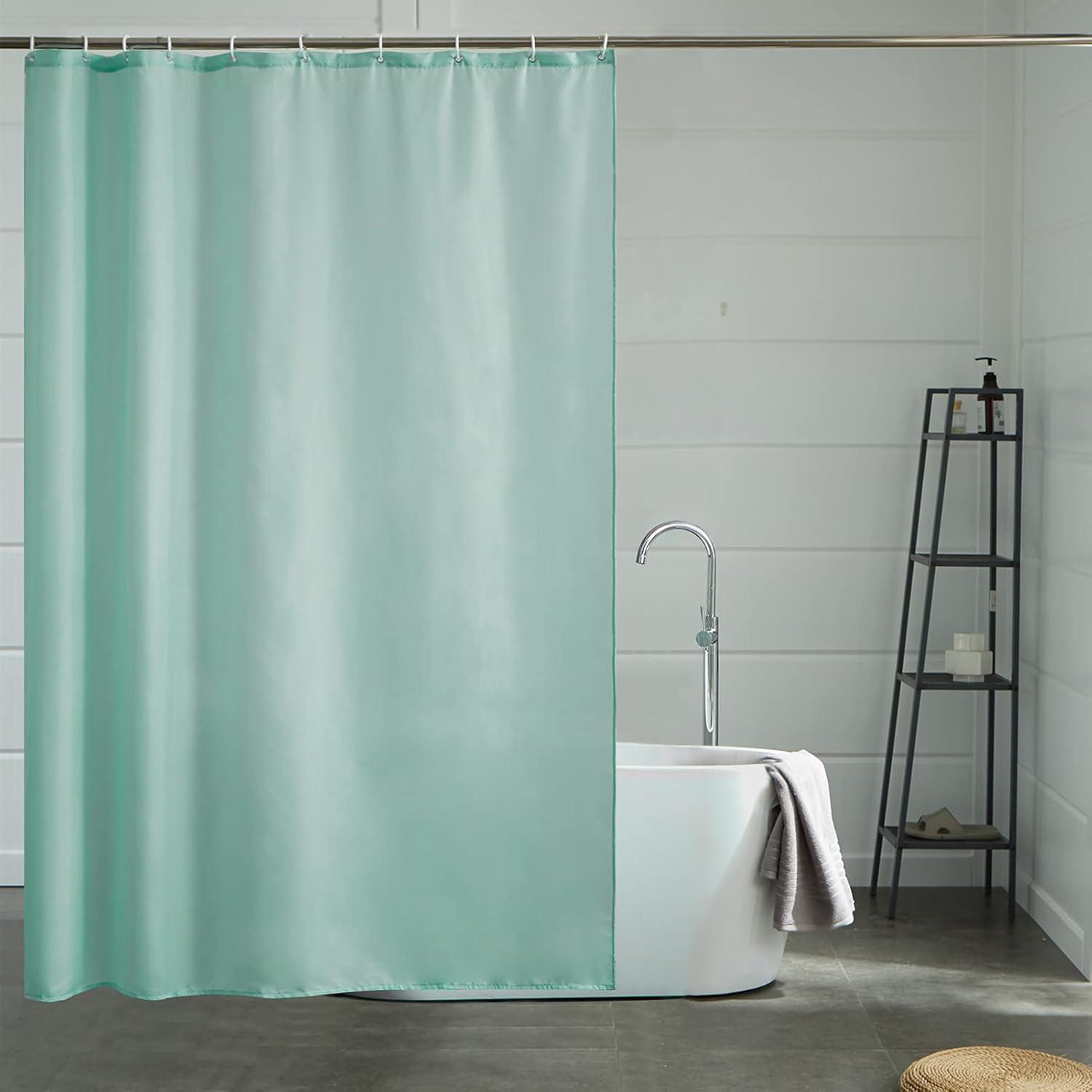 Duschvorhang Textil Schimmelresistent Wasserabweisend Waschbar Minzgrün 150x180 Cm Mit 10 Ringen