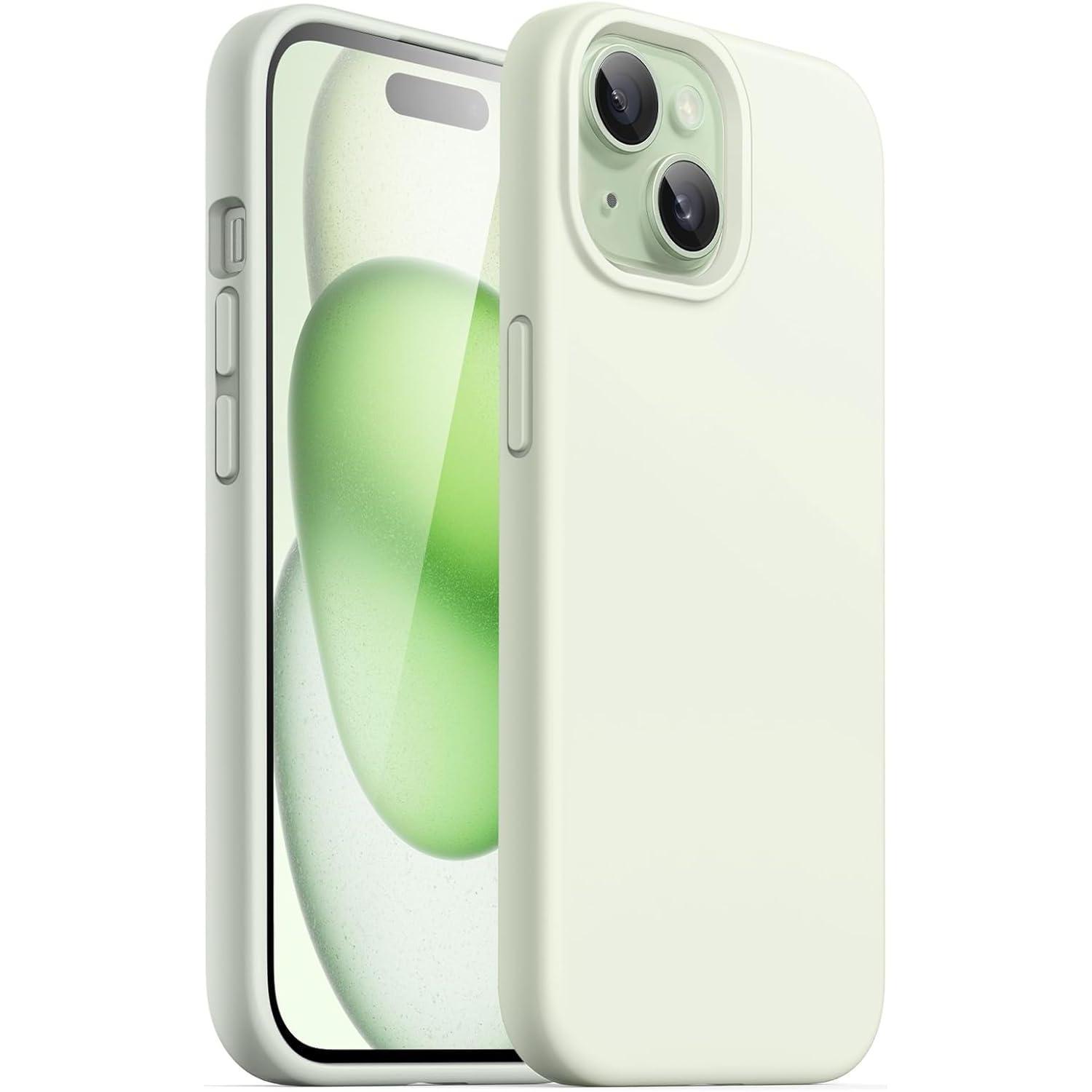Silikon Hülle Für Iphone 15 6,1 Zoll, Ganzkörper Schutzhülle, Stoßfest, Seidig-weich, Grün