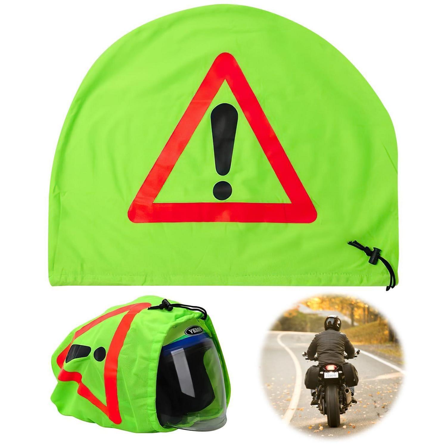 Motorrad Helmüberzug Mit Warndreieck, Fluoreszierend Grün, 46x43cm