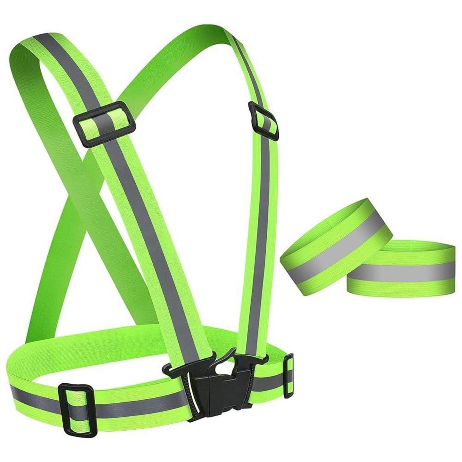 Reflektierende Sicherheitsweste Mit Armbändern, Einstellbar, Für Laufen, Radfahren, Joggen