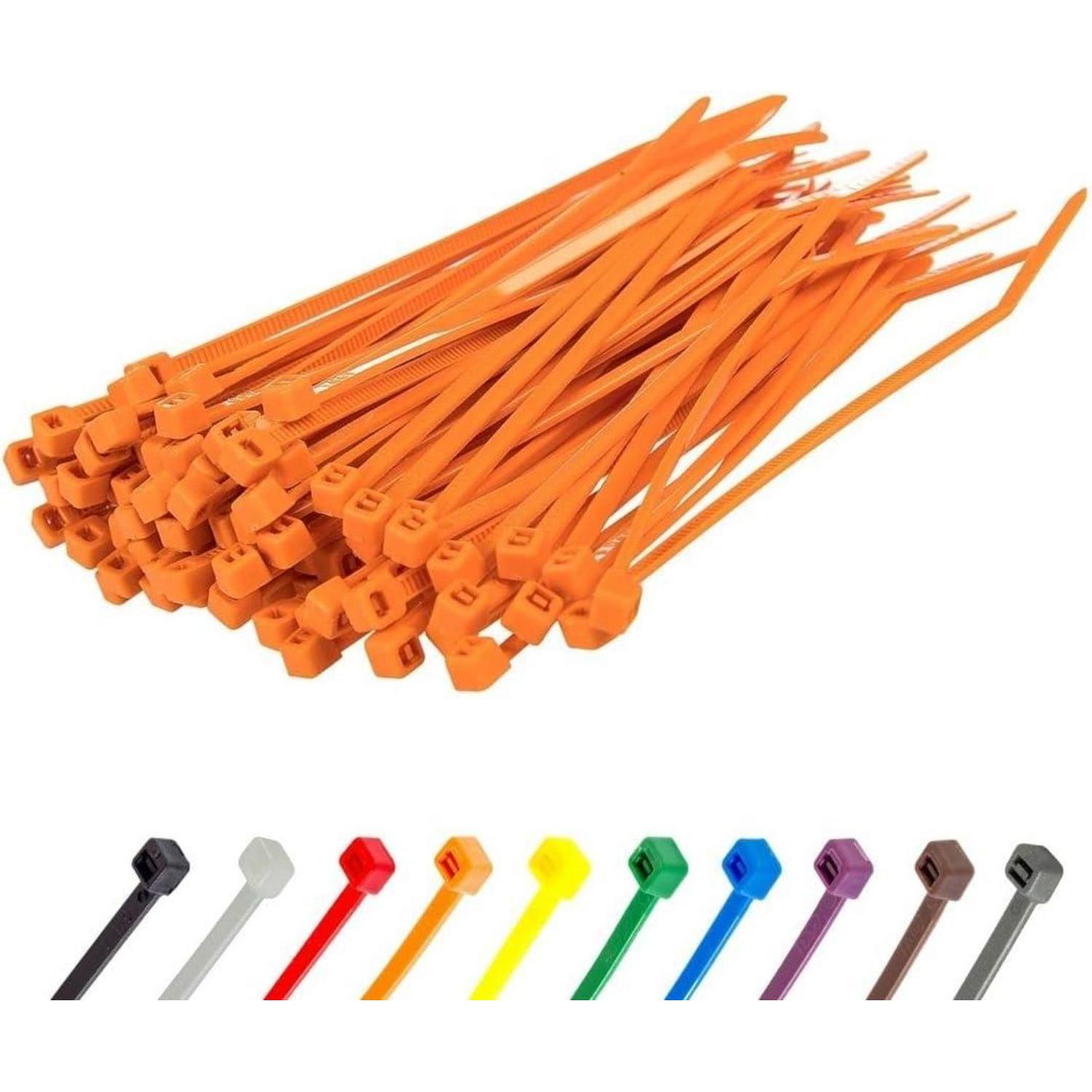 100x Kabelbinder 100mm X 2,5mm Orange, Nylon, Uv-beständig, 8,1kg Zugfestigkeit