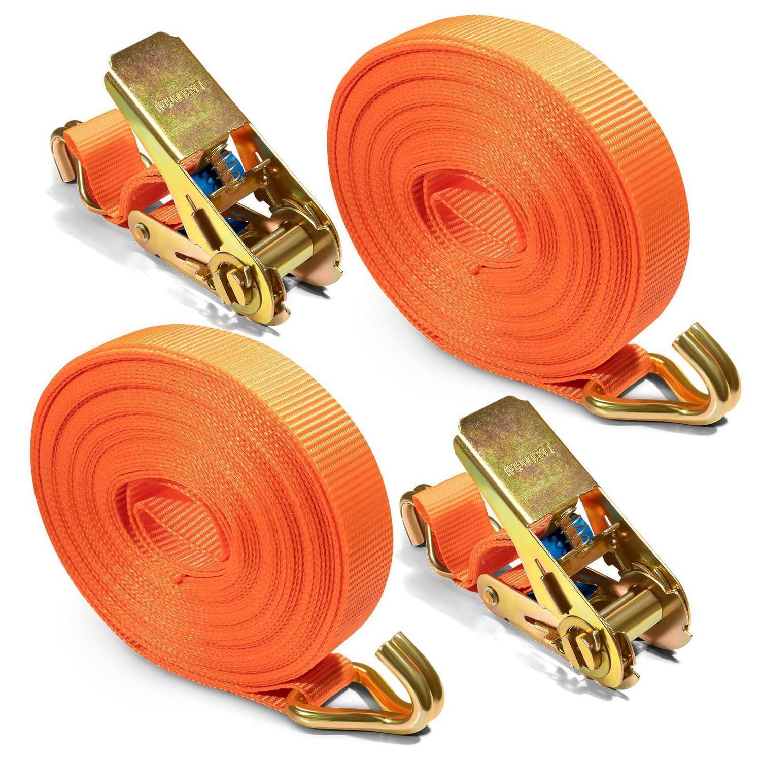 2er-set Spanngurte Mit Ratsche, 10m X 25mm, 1000kg Tragkraft, J-haken, Orange