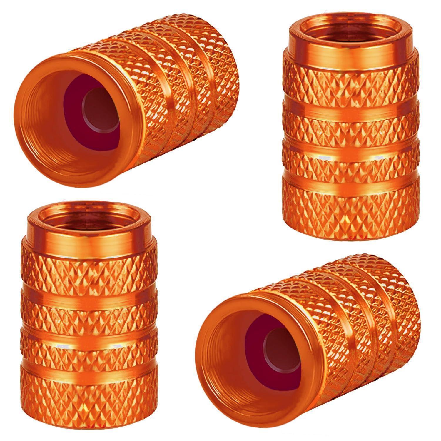 4x Aluminium Reifenventilkappen Orange Für Auto, Lkw, Motorrad