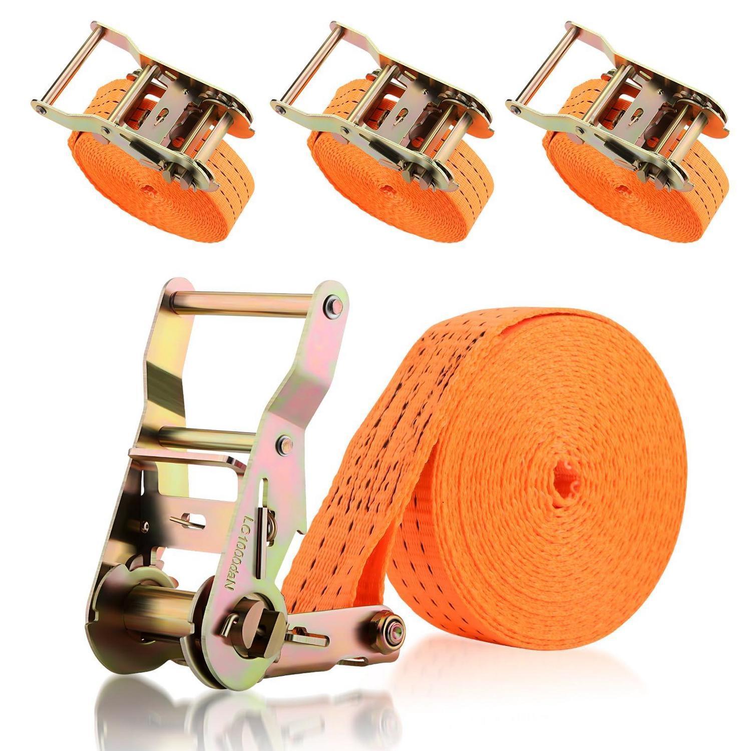 4er Set Spanngurte Mit Ratsche 4m, 35mm, 2000 Dan, Ohne Haken