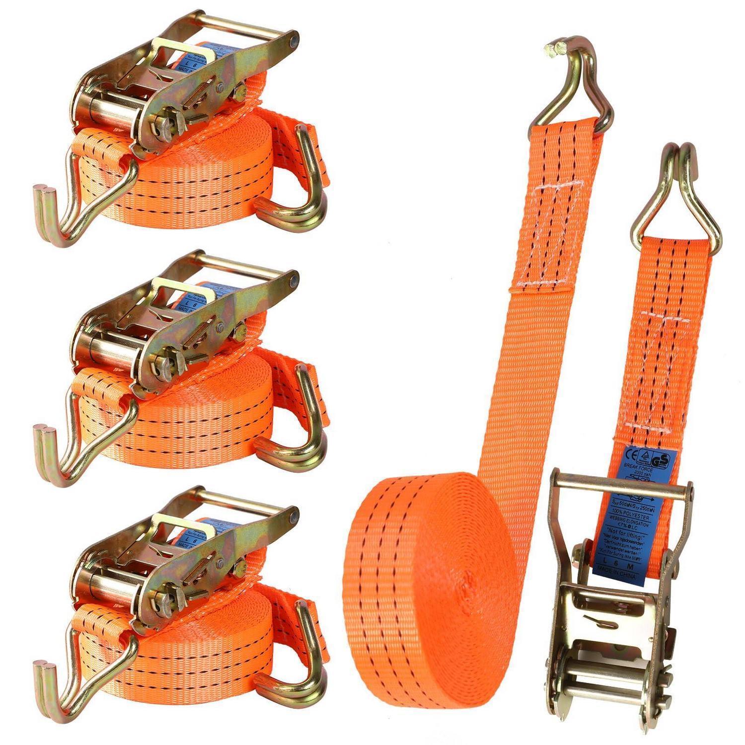 4er Set Spanngurte Mit Ratsche Und Haken 6m 40mm 3000kg Zurrgurte Transportfixierung