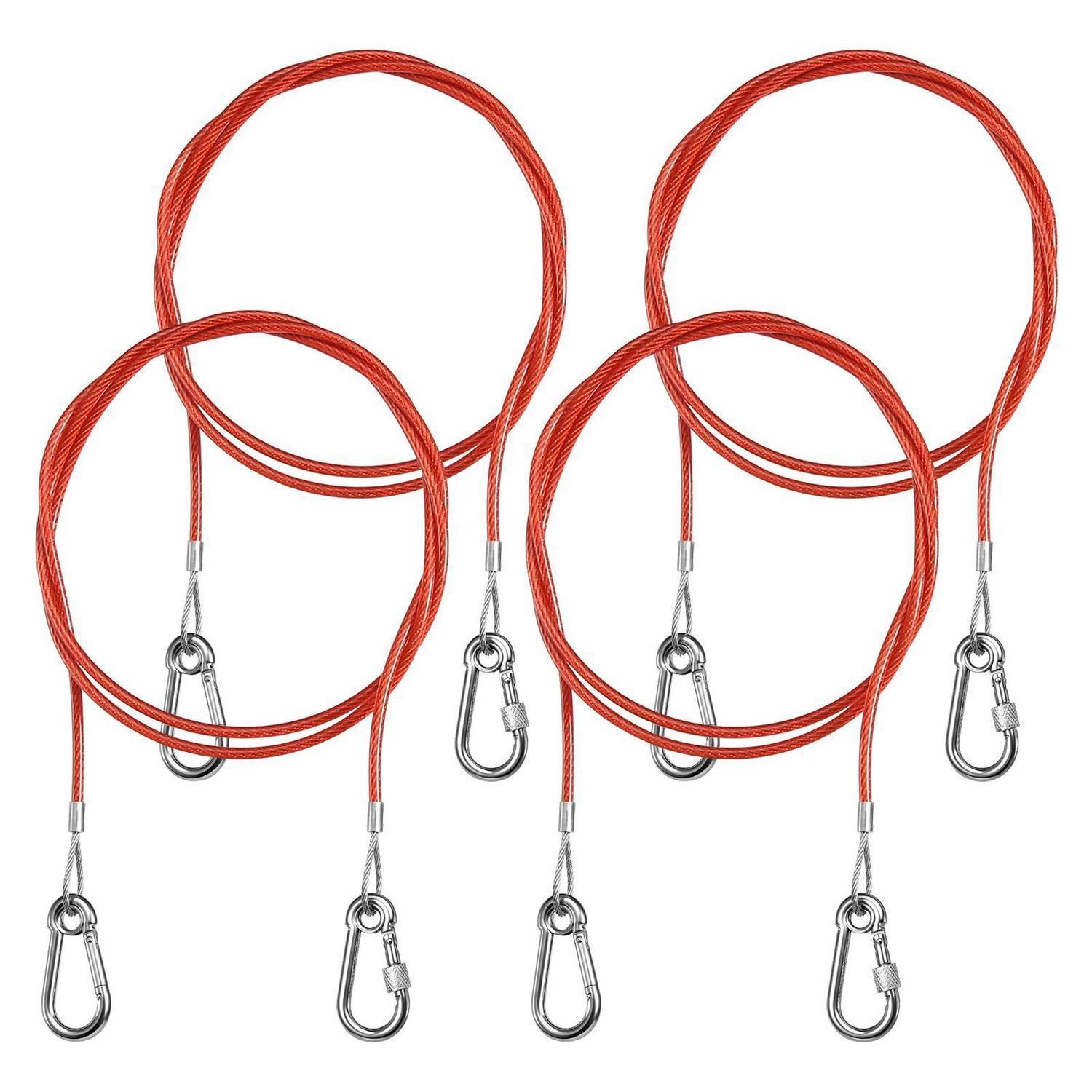 4x Abreißseil Anhänger 1m Rot Mit Karabiner Für Gebremste Anhänger & Wohnwagen