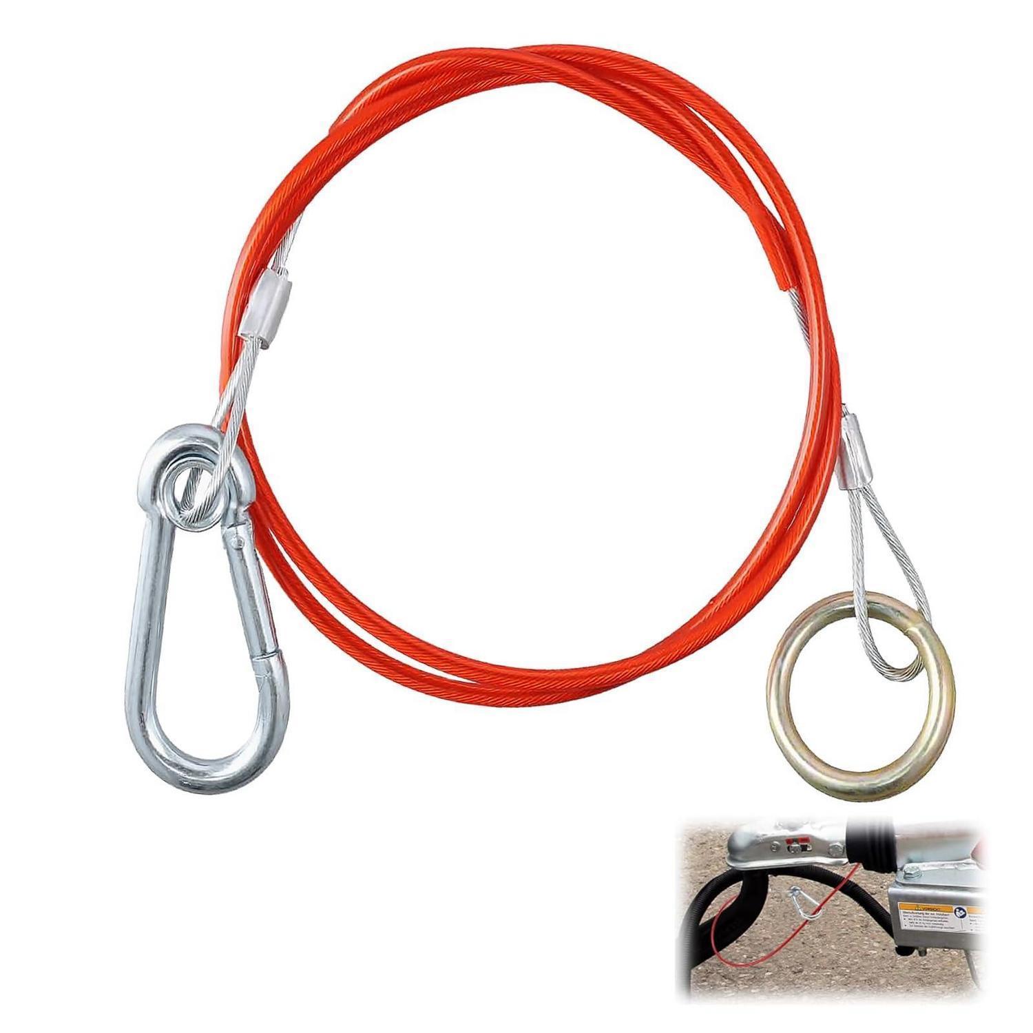 Abreißseil Für Anhänger Mit Karabiner Und Gabelkopf, 1m, Rot