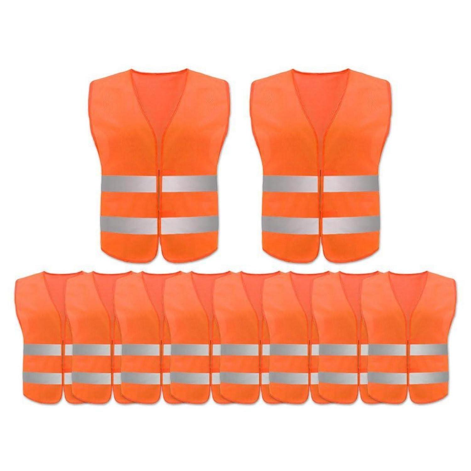 10er Pack Warnwesten Für Erwachsene, Neon Orange, 360° Reflektierend