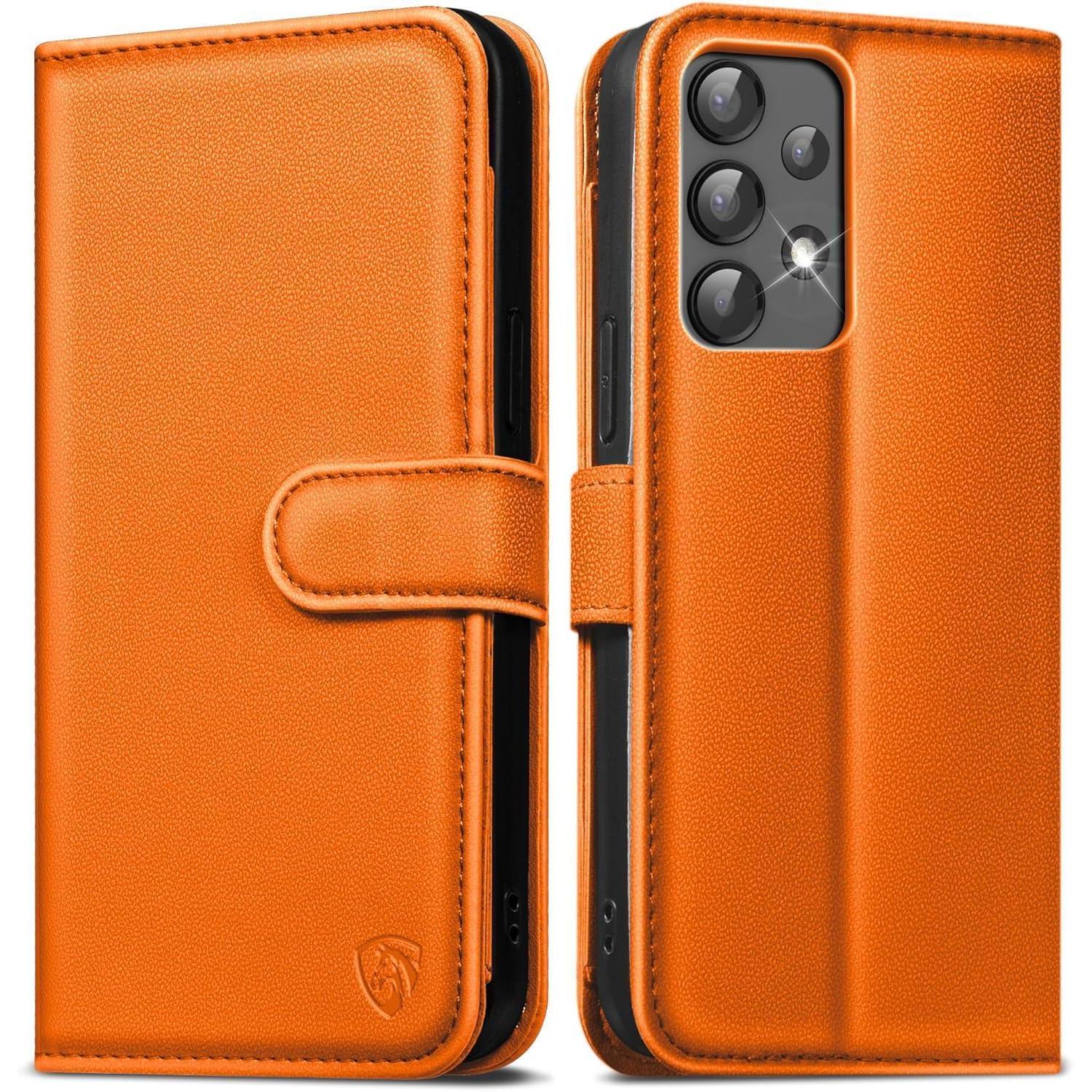 Handyhülle Wallet Für Samsung Galaxy A13 5g/4g/a04s, Leder Klapphülle Mit Kartenfach & Standfunktion, Orange