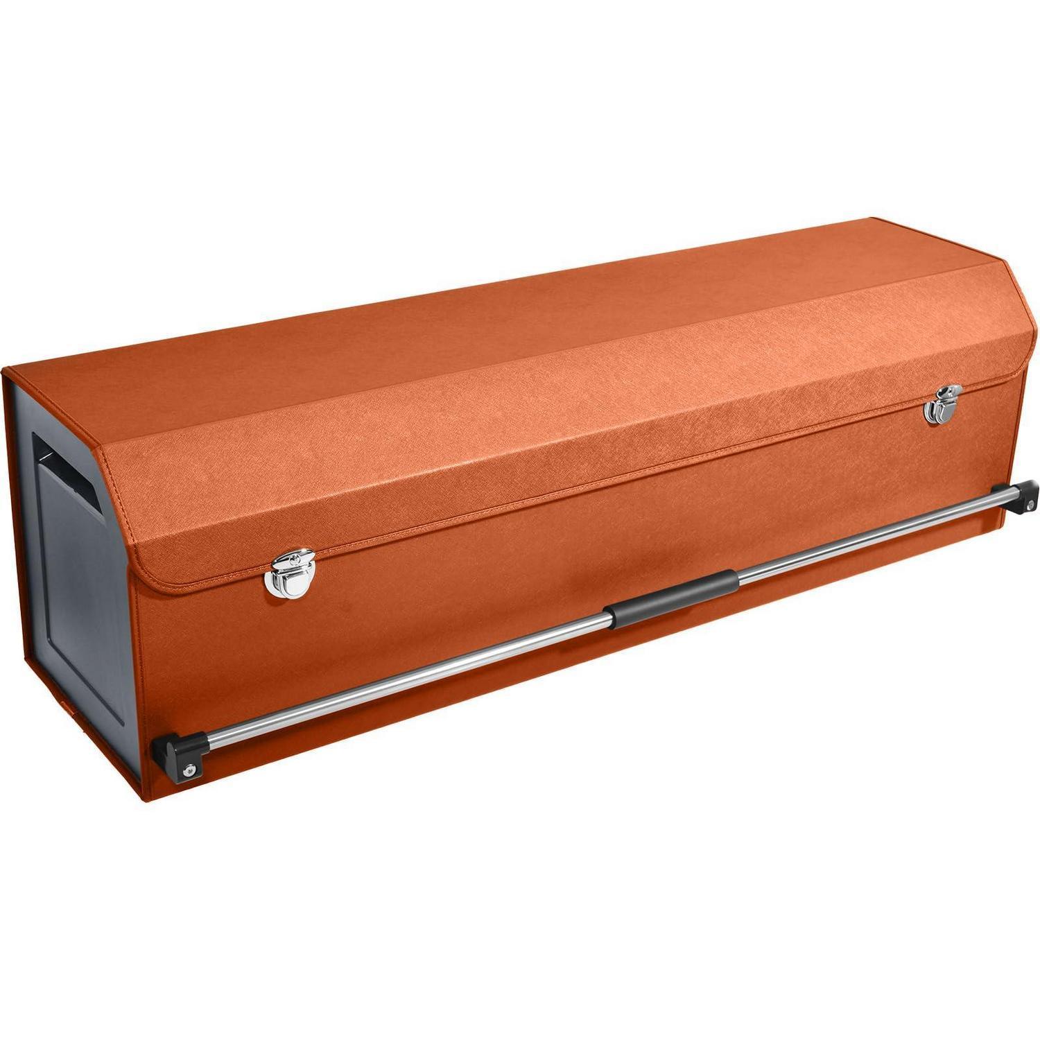Xxl Kofferraum Organizer Mit Deckel, 90l Leder, Metallschloss, Orange