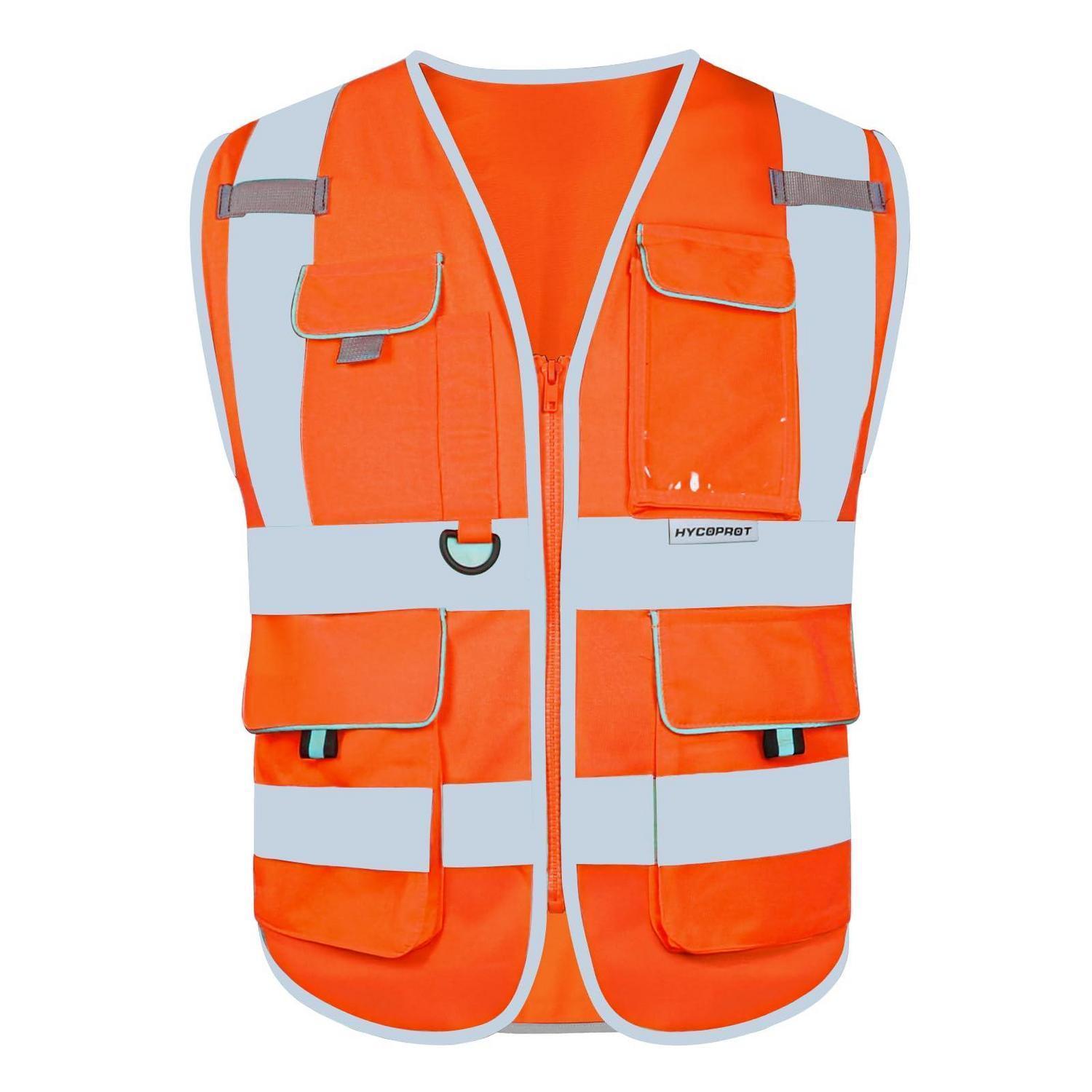 Warnweste Mit Hoher Sichtbarkeit, Reflektierend, En Iso 20471, Orange, Größe M