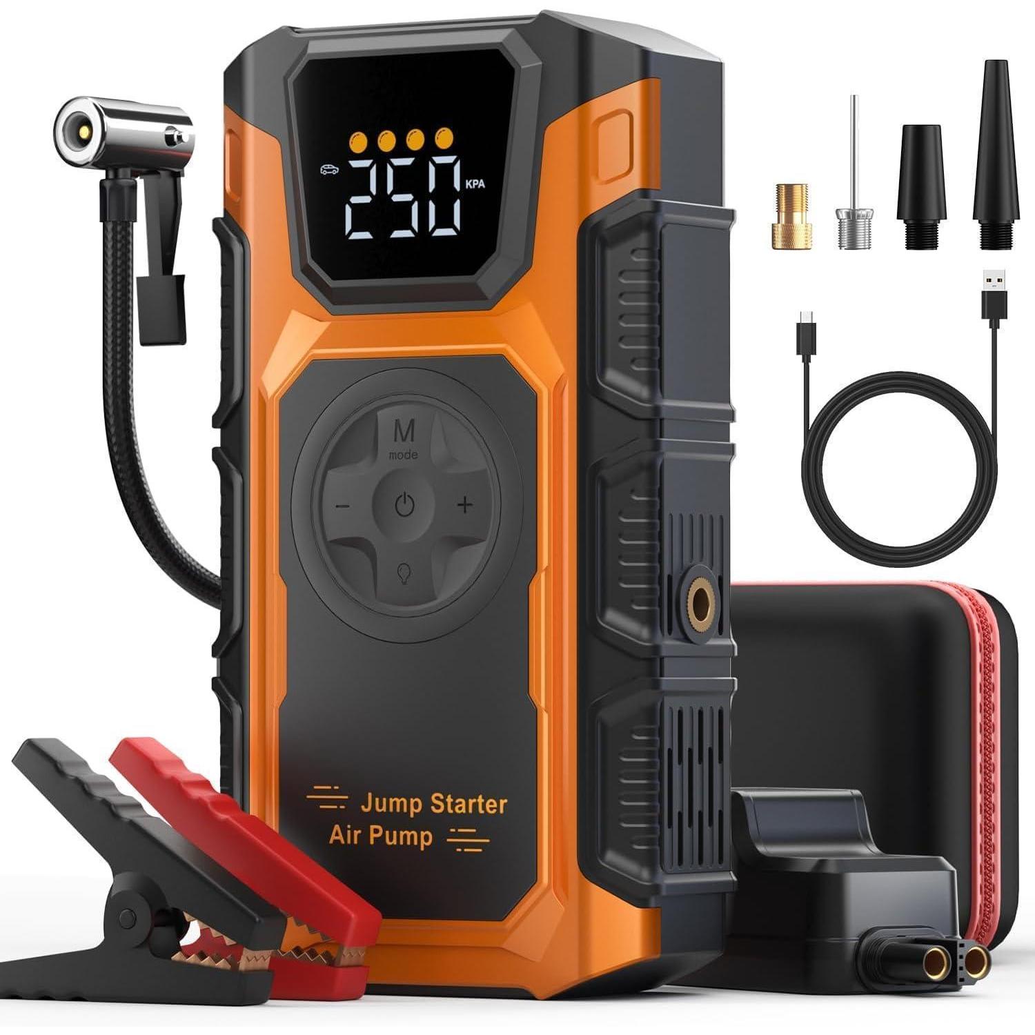Starthilfe Powerbank 6000a Mit Kompressor 150psi, 12v Auto Jump Starter