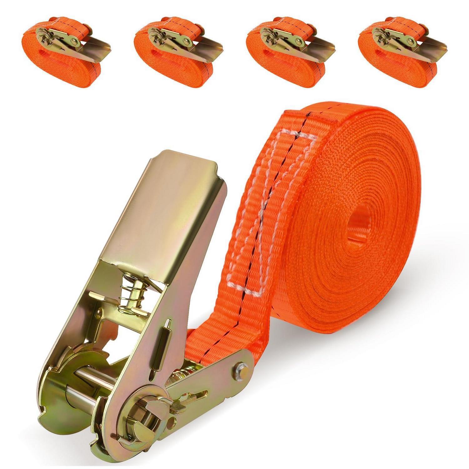 4x Spanngurte Mit Ratsche 6m X 25mm, 1000kg, Orange