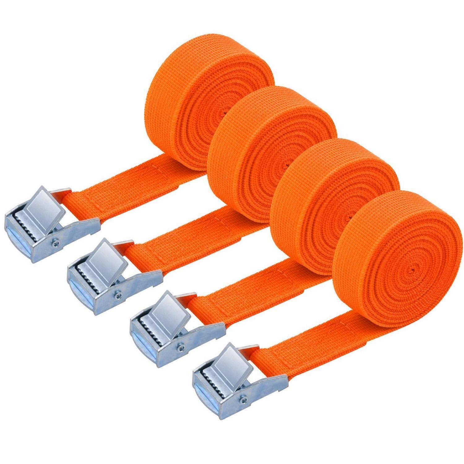 Spanngurte 4er Set 2m X 20mm, 150kg Belastbarkeit, Ratschenspanngurt Orange