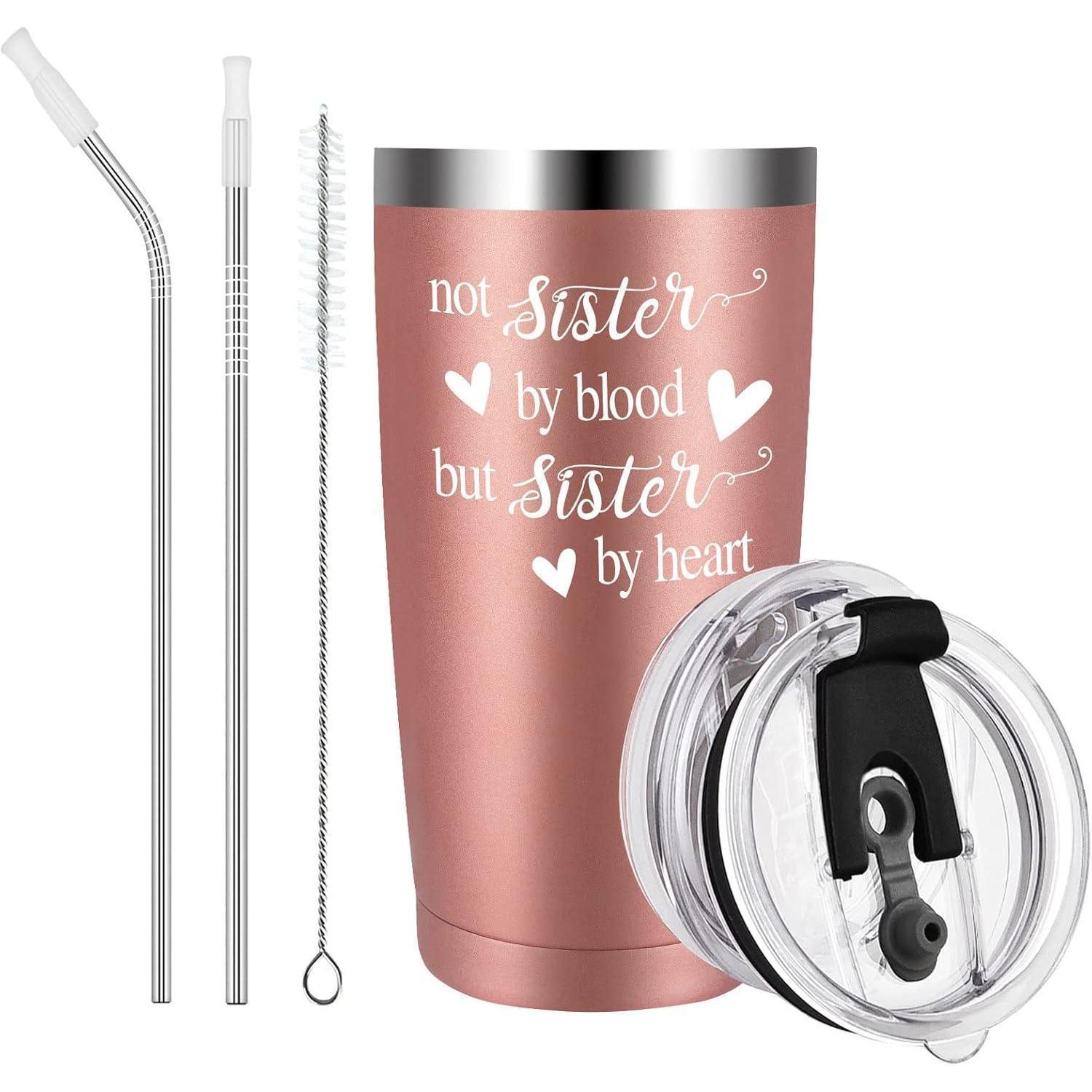 Isolierter Becher 600ml Mit Spruch "sister By Heart" Für Damen & Mädchen