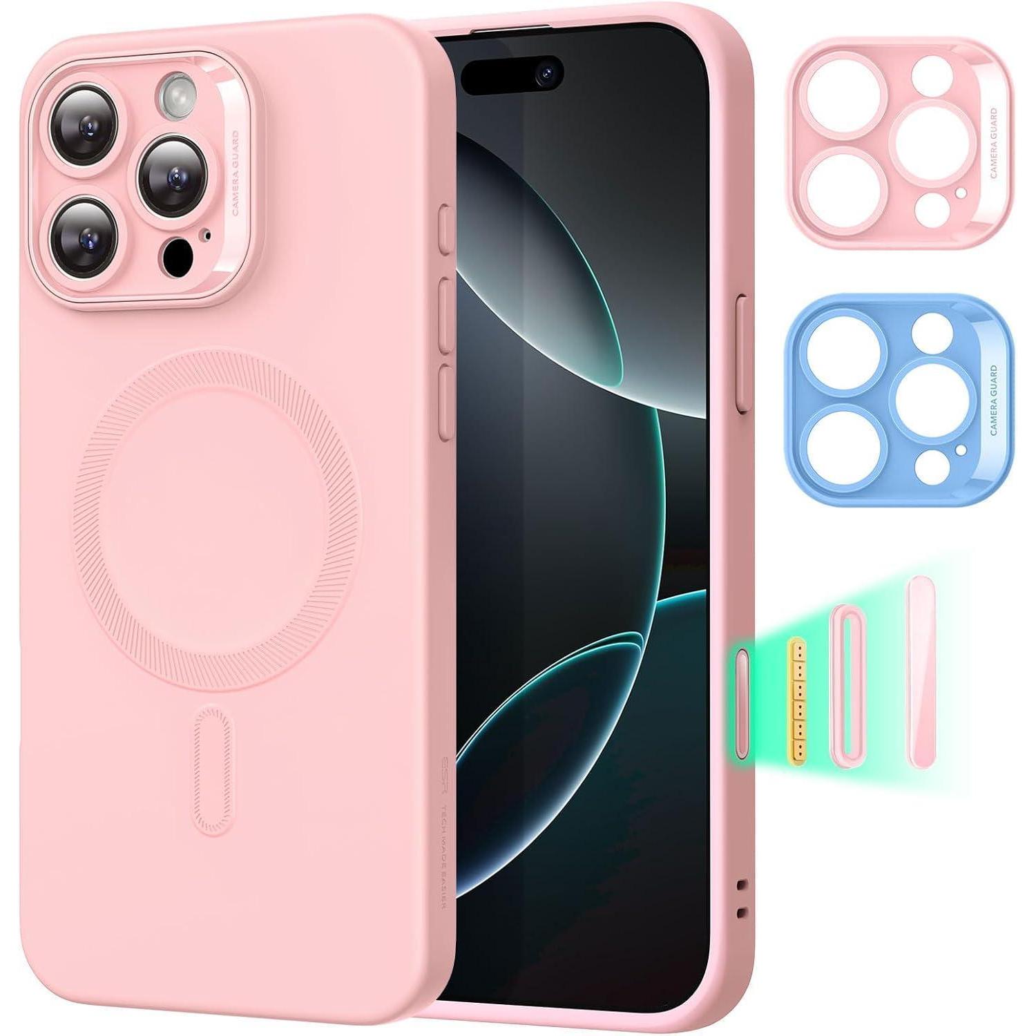 Magsafe Hülle Für Iphone 16 Pro Max, Silikon, Stoßfest, Kameraschutz, Rosa
