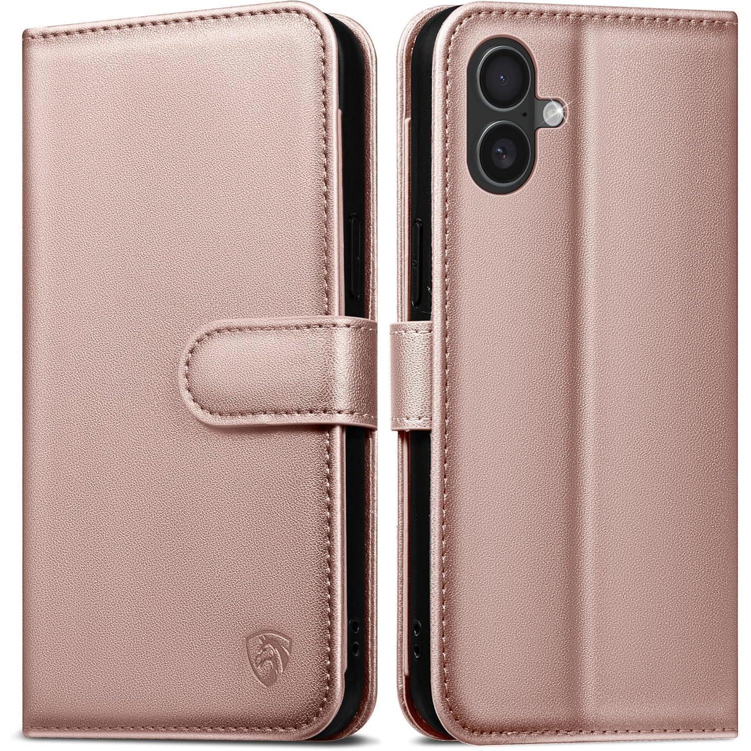 Iphone 16 Klapphülle Mit 6 Kartenfächern, Rfid-schutz, Roségold