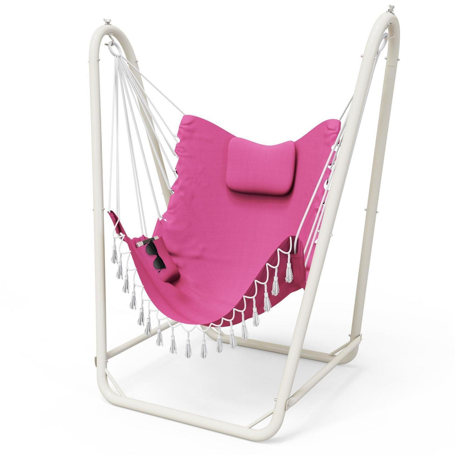 Hängesessel Mit Gestell, Bis 160kg Belastbar, Für Innen & Außen, Pink