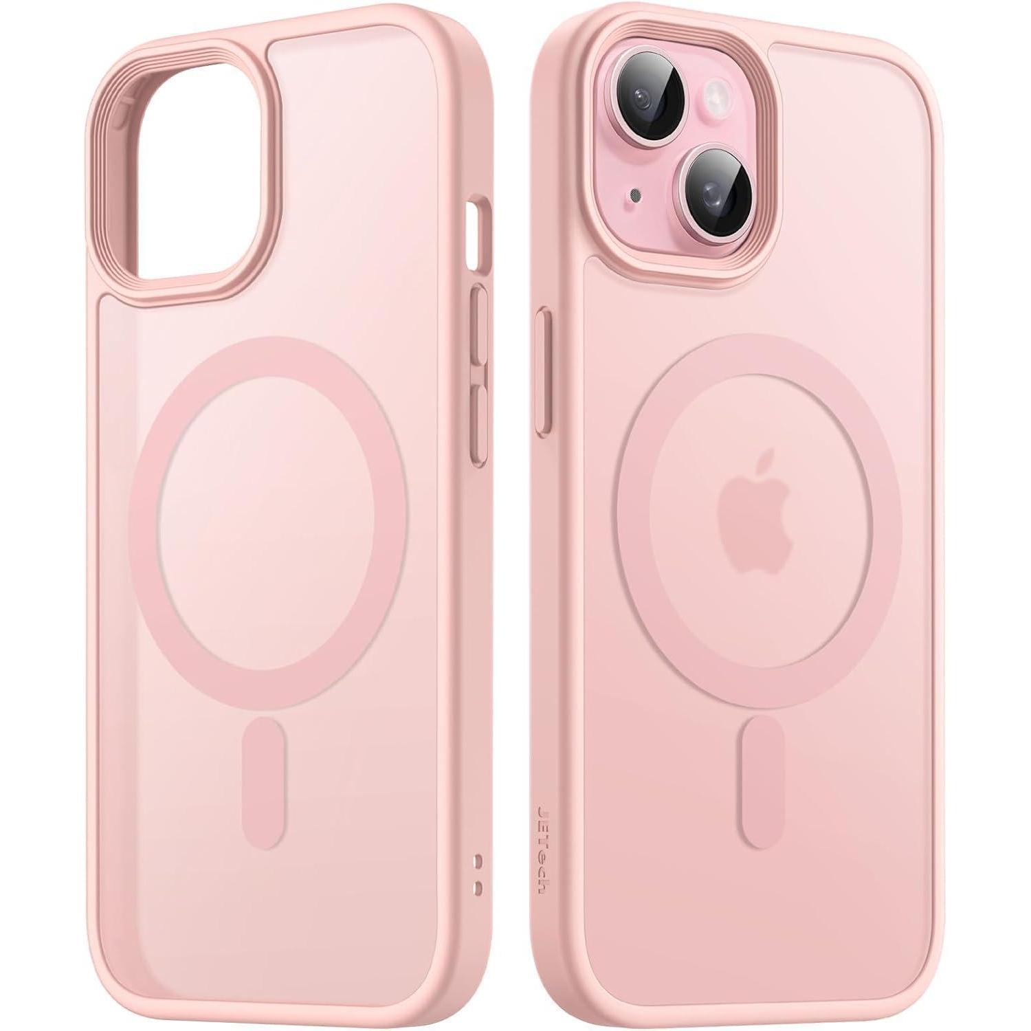 Magsafe Hülle Für Iphone 15 6,1 Zoll, Durchscheinend Matt, Stoßfest, Rosa