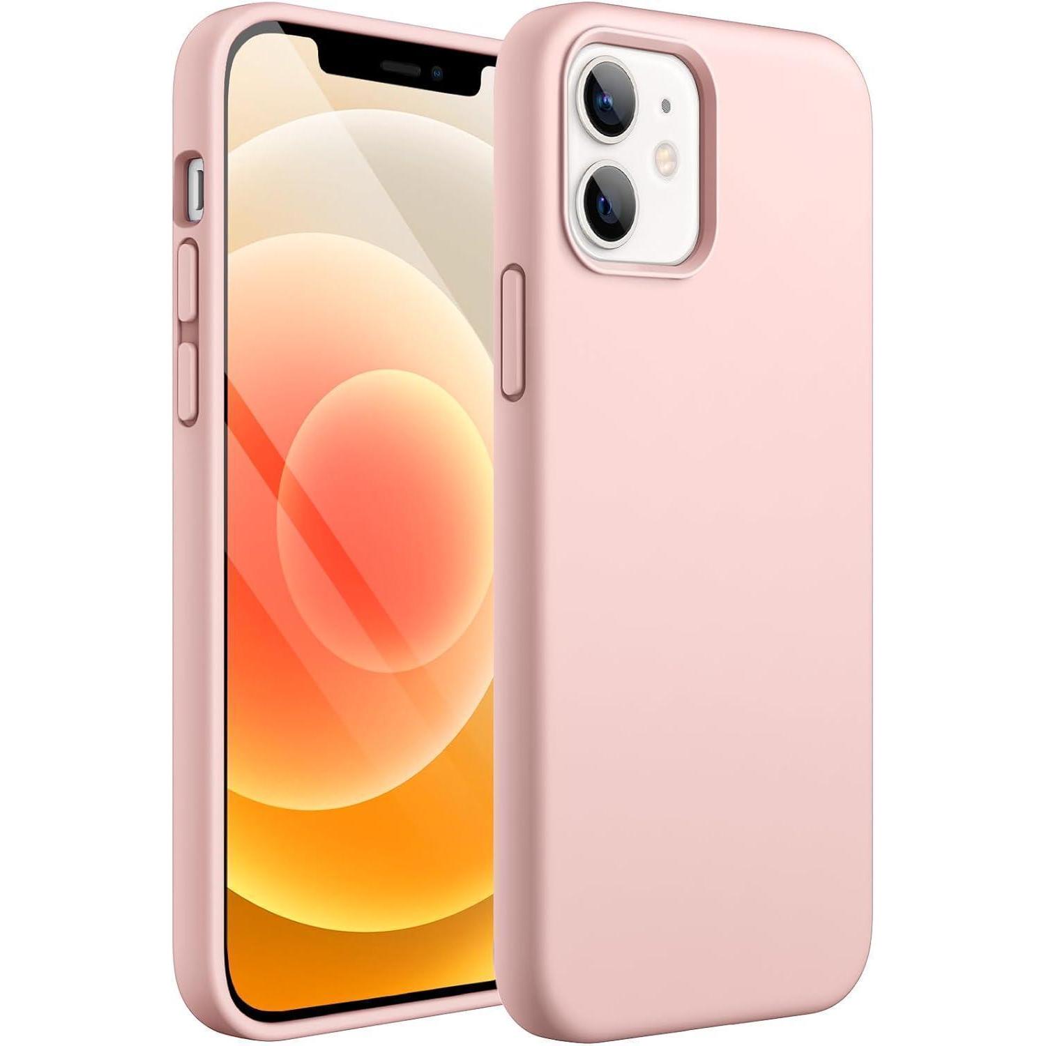 Silikon Hülle Für Iphone 12/12 Pro 6,1 Zoll, Stoßfest, Mikrofaser-futter, Rosa