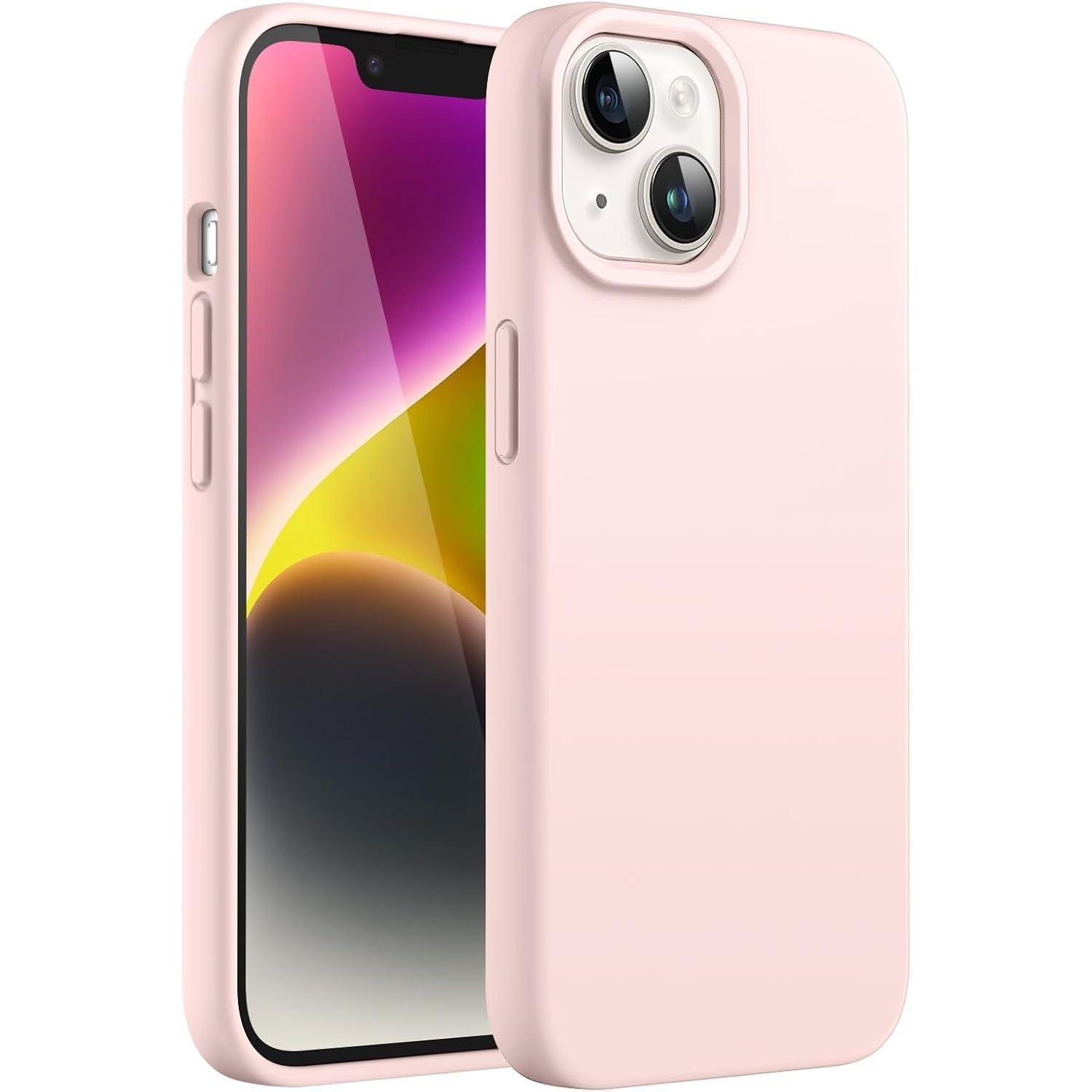 Silikon Hülle Für Iphone 14 6,1 Zoll, Ganzkörper Schutz, Rosa
